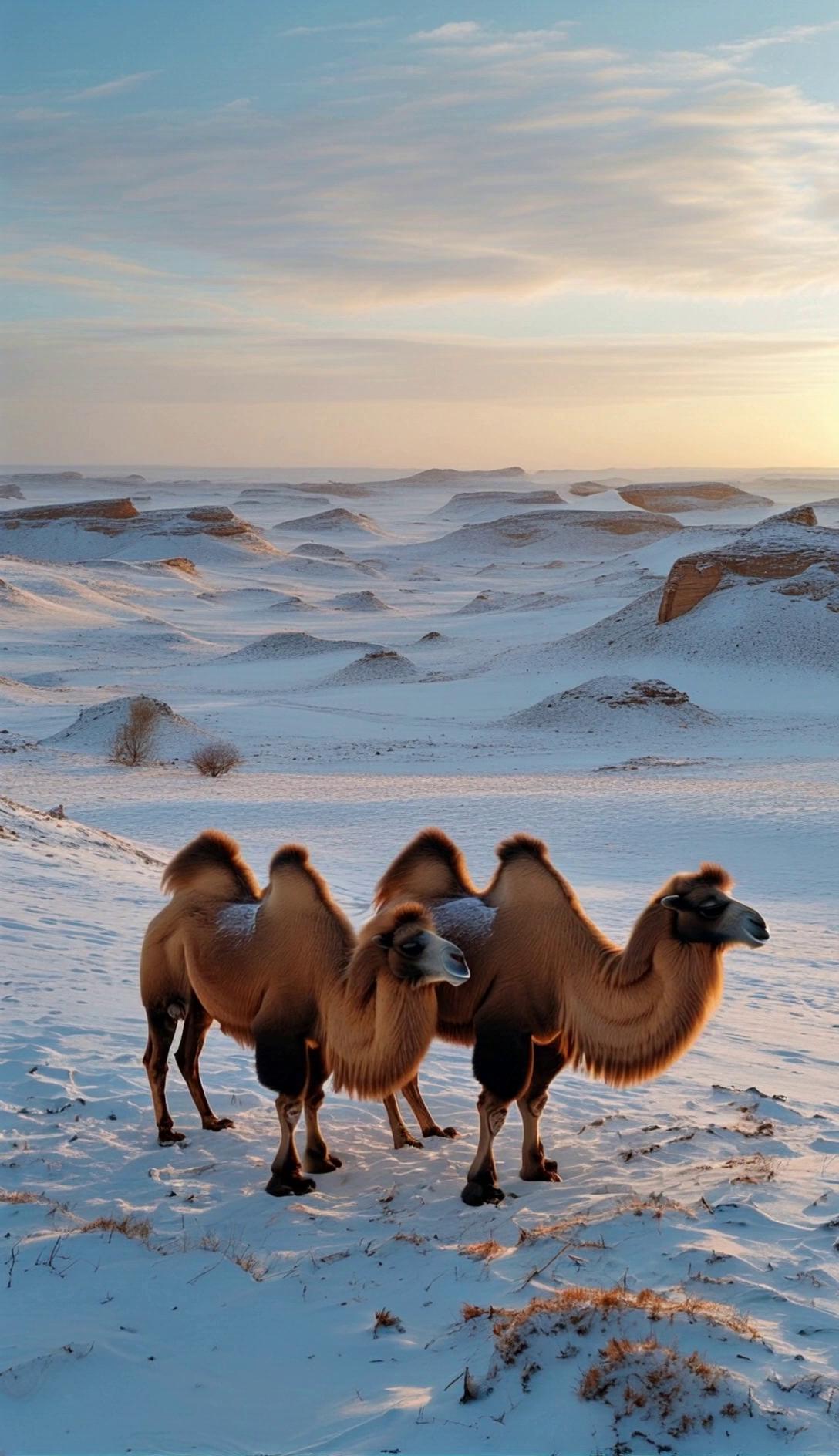 Camels In Snowy Desert Video 1 Thumbnail