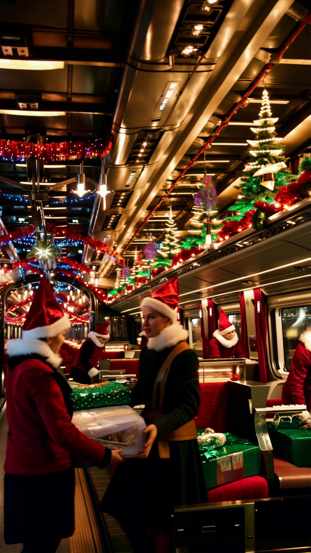 Christmas Train Interior Elves Preparing Gifts Video – video thumbnail