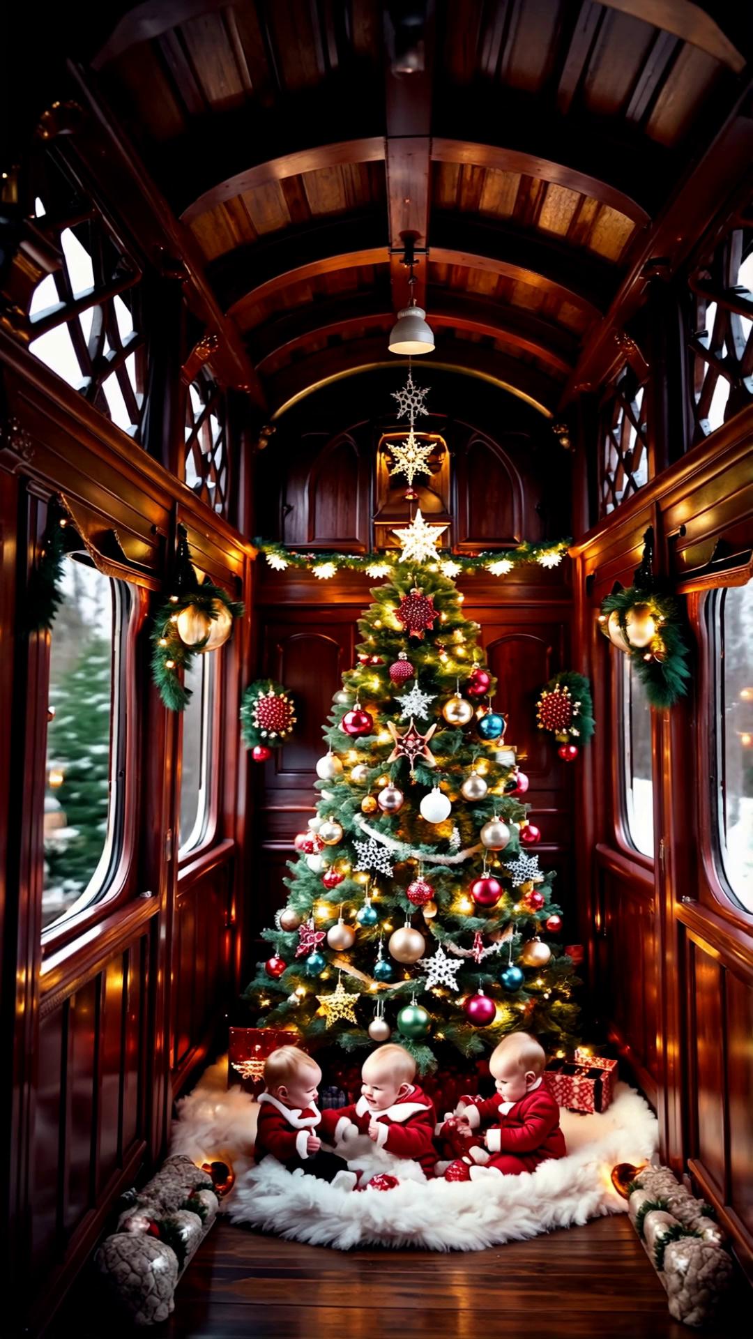 Magical Christmas Train Decorated With Tree Video – video thumbnail