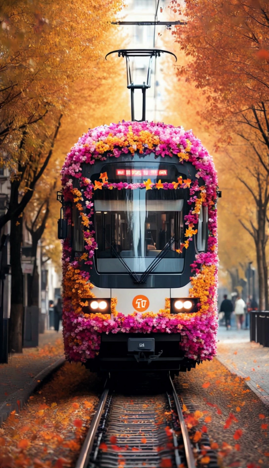 Pink Floral Tram Autumn City Video 1 Thumbnail