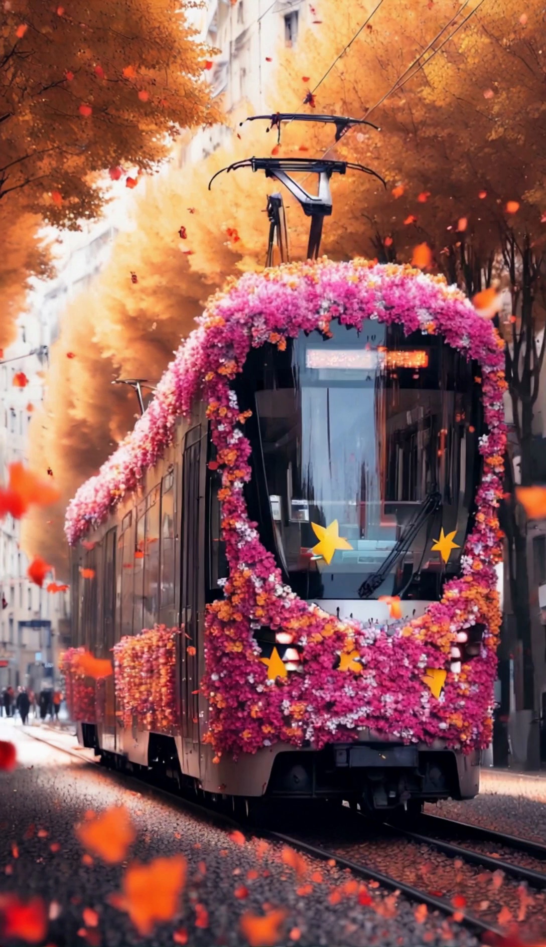 Pink Floral Tram Autumn City Video 2 Thumbnail