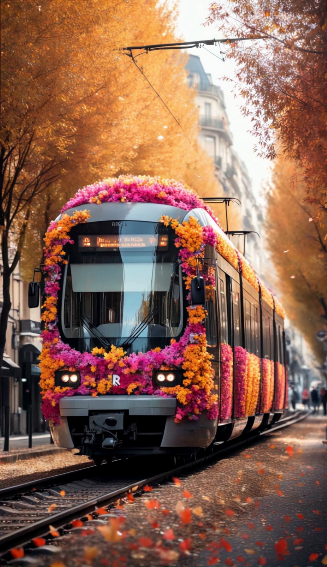 Pink Floral Tram Autumn City Video 4 Thumbnail