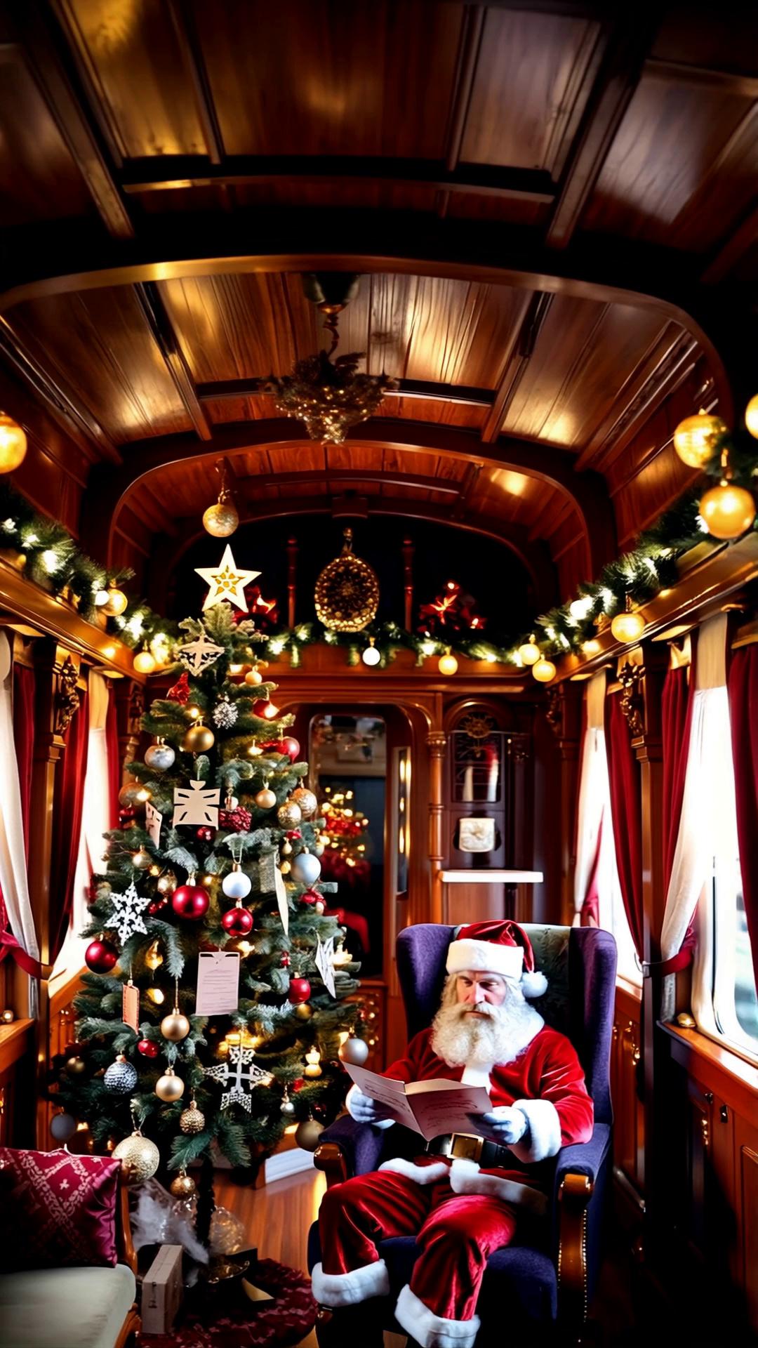 Santa Claus Reading Letters On Festive Train Video – video thumbnail