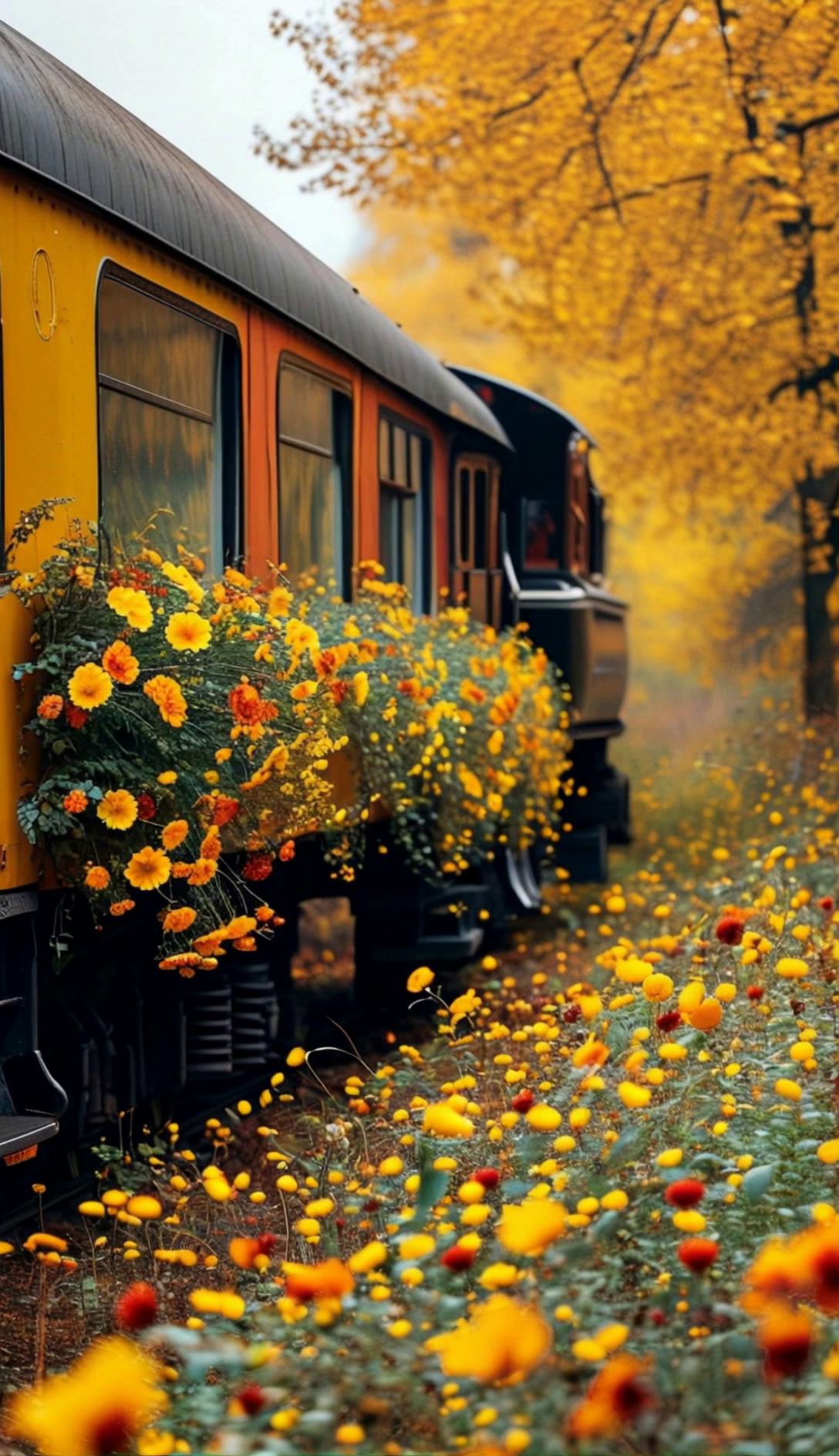 Vintage Train Adorned With Yellow Flowers Video – video thumbnail