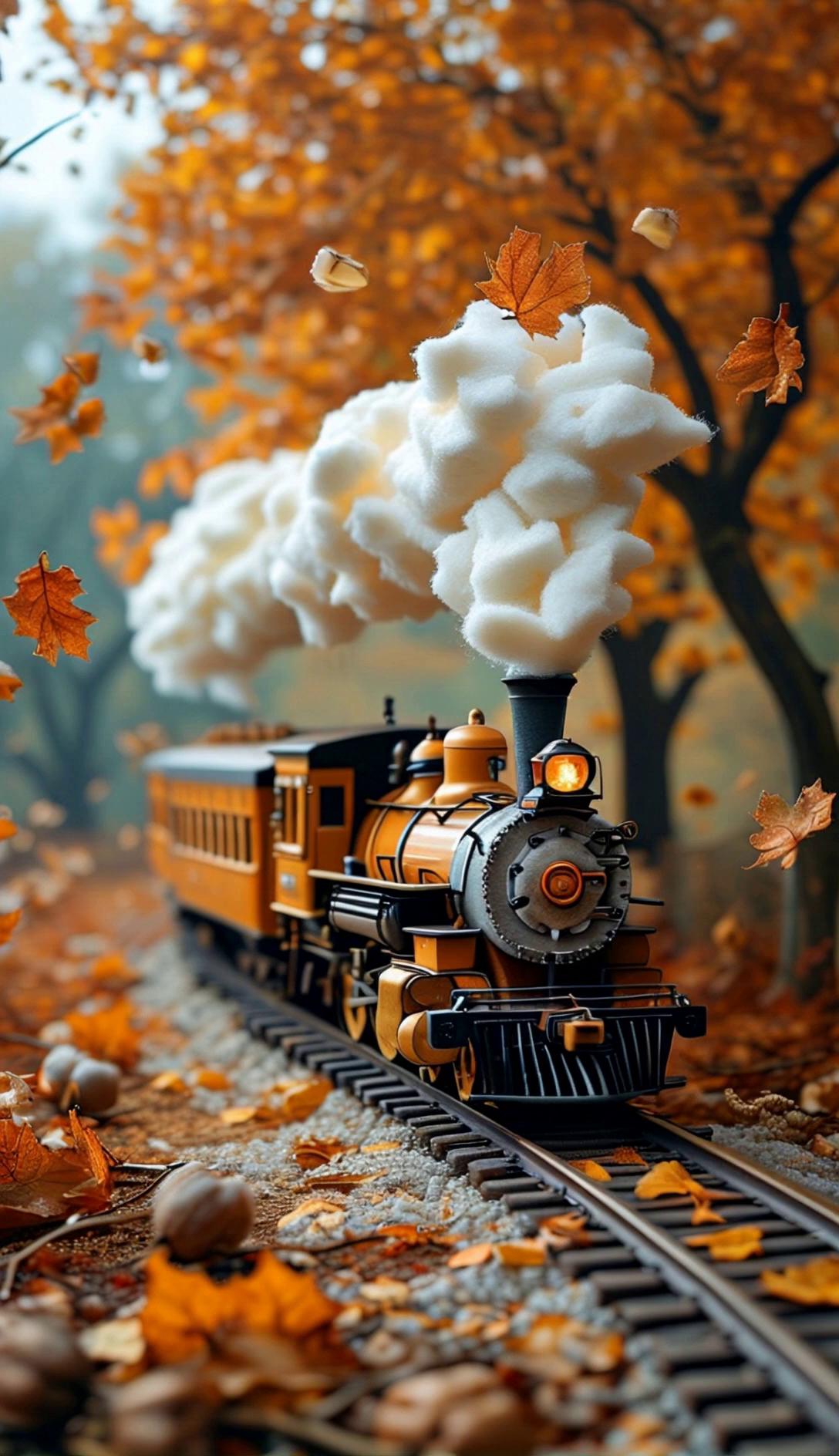 Yellow Train With Marshmallow Smoke Video – video thumbnail