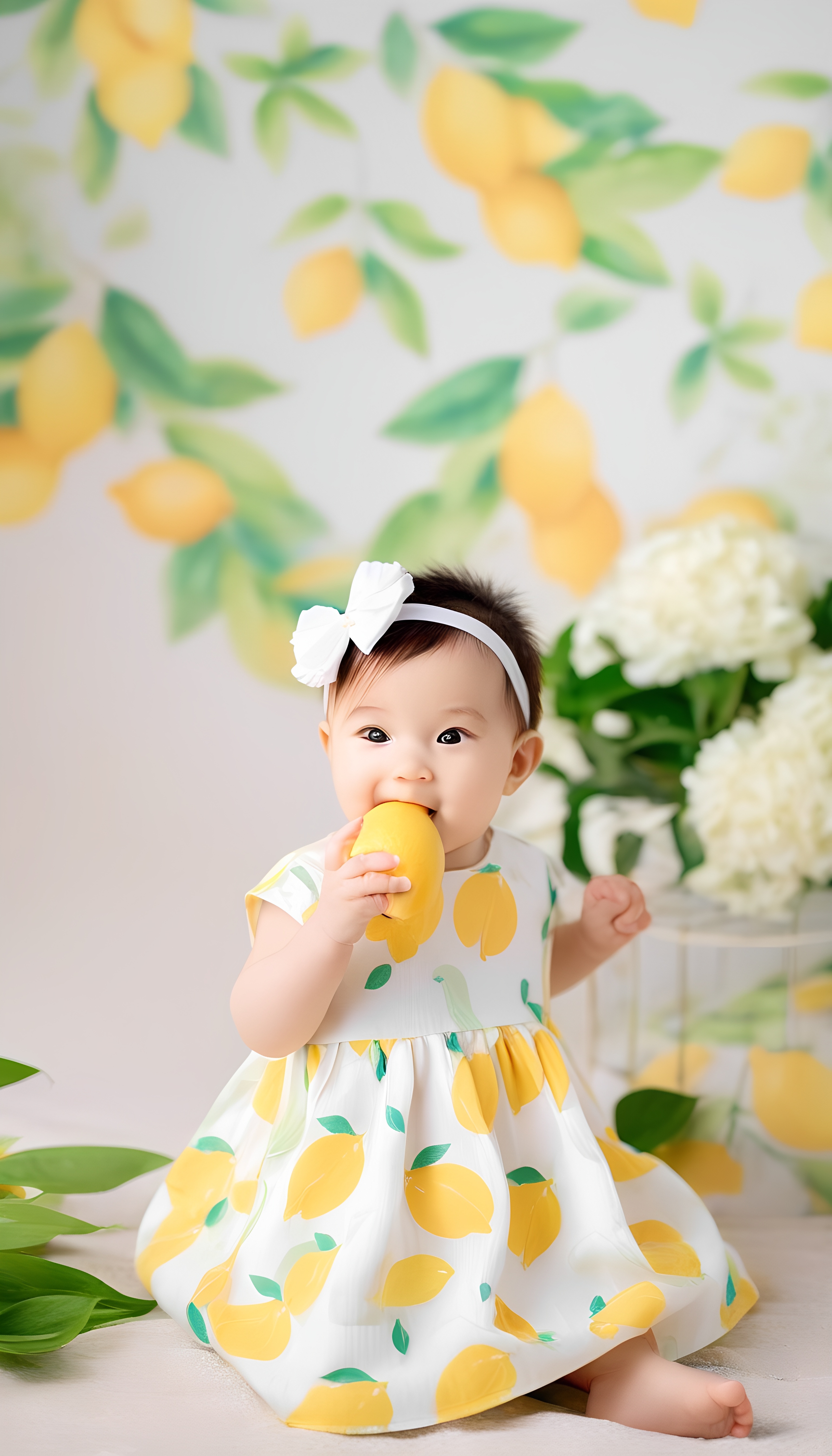 Adorable Baby In Lemon Themed Dress