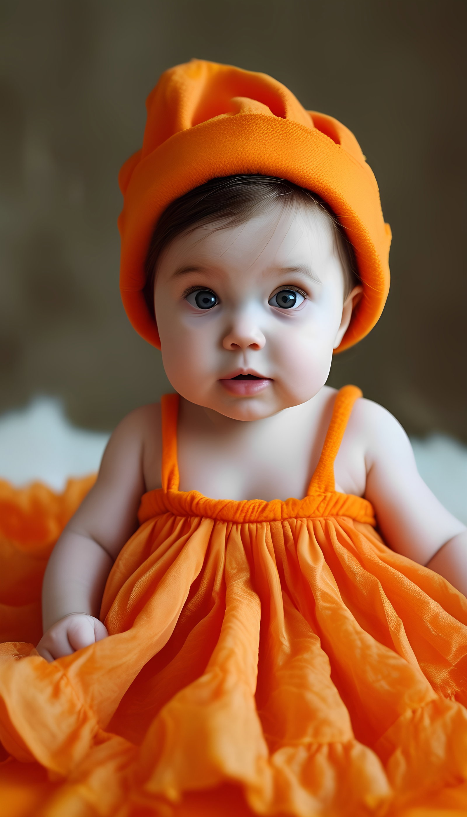 Adorable Baby In Orange Clothes 3
