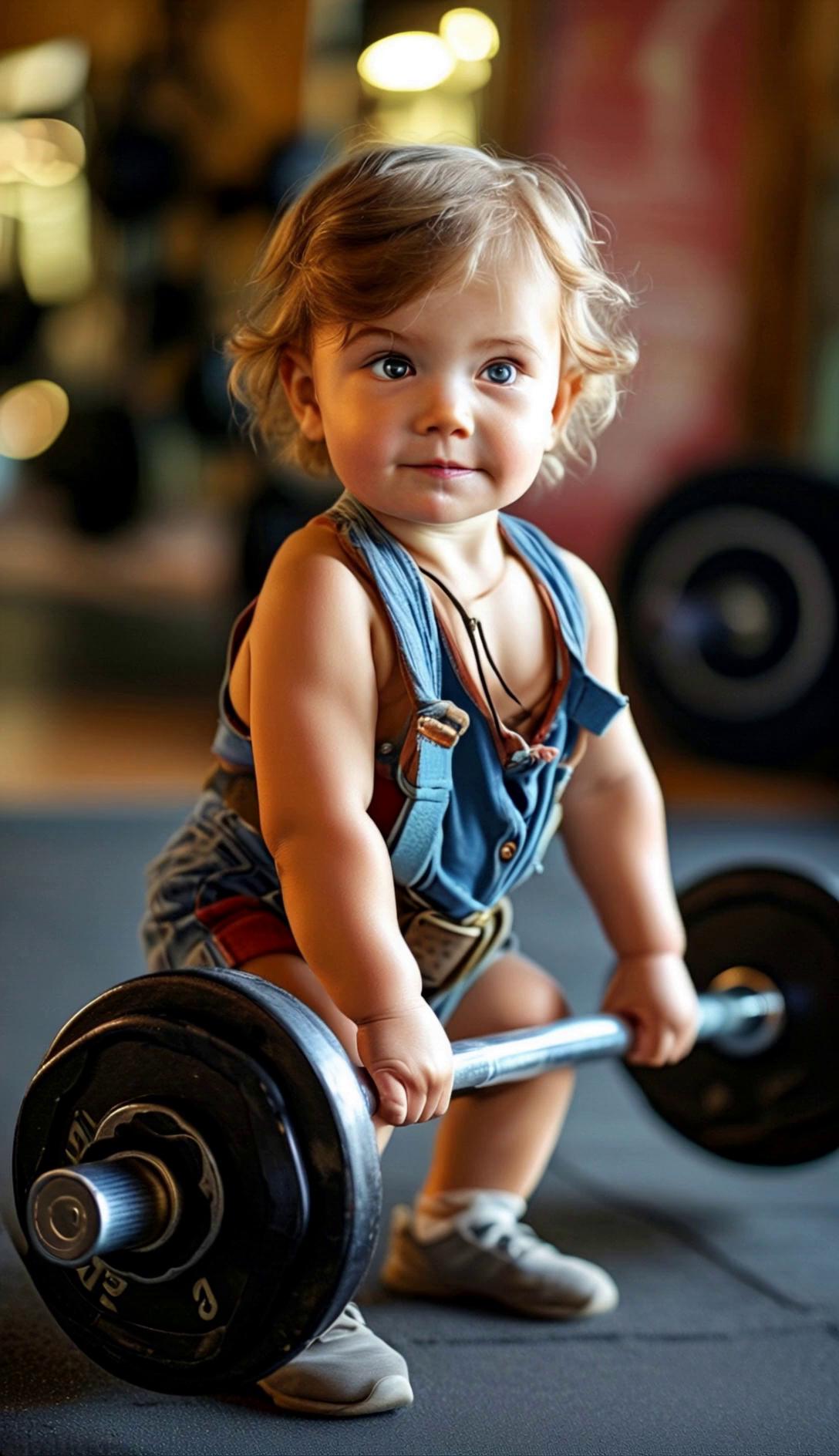 Baby Doing Deadlift In Gym Video – video thumbnail