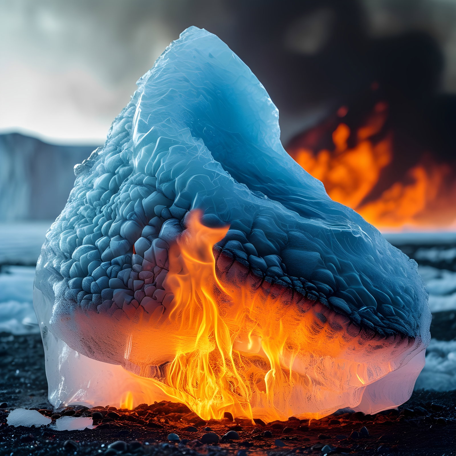 Burning Ice Block In Snow 2