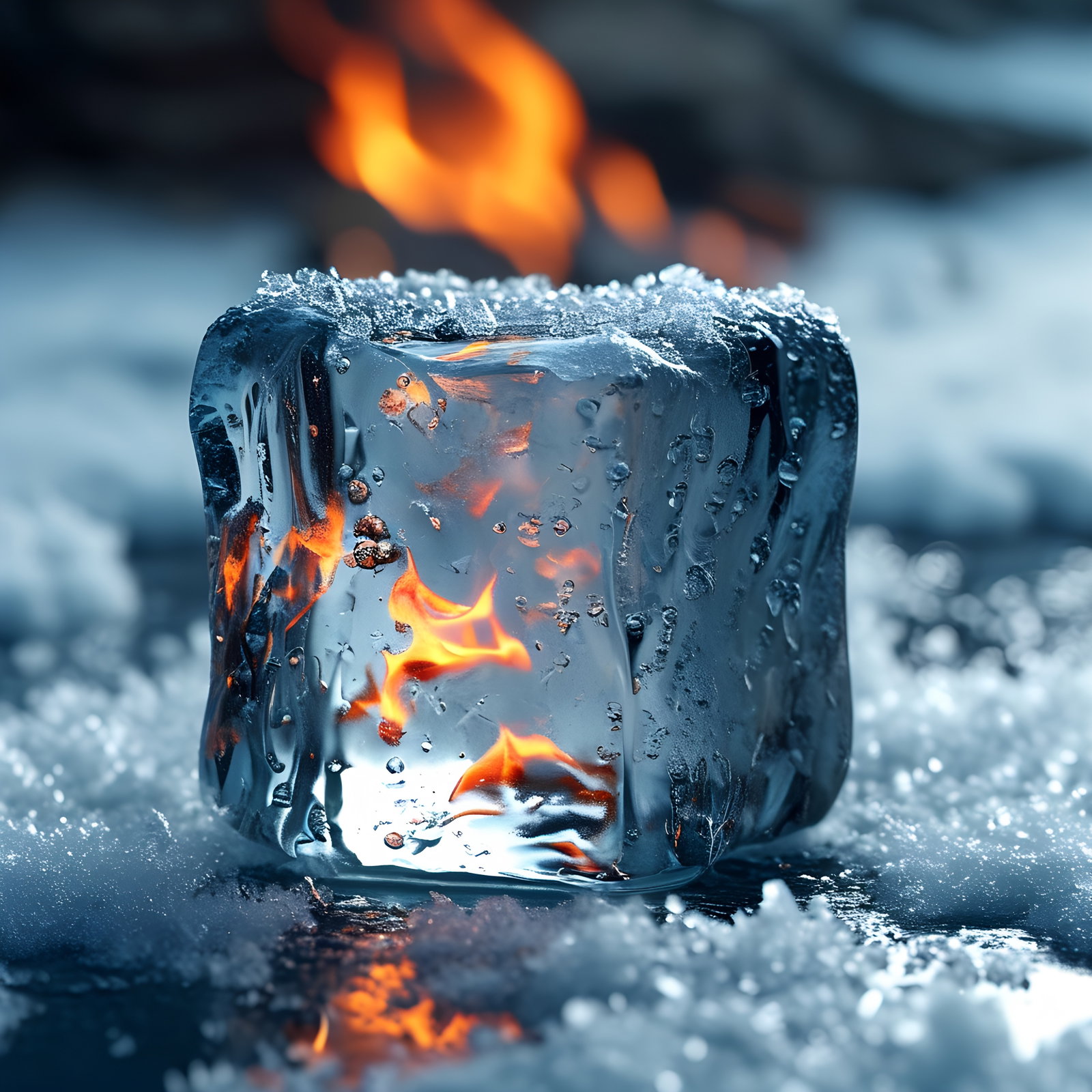 Burning Ice Block In Snow 4