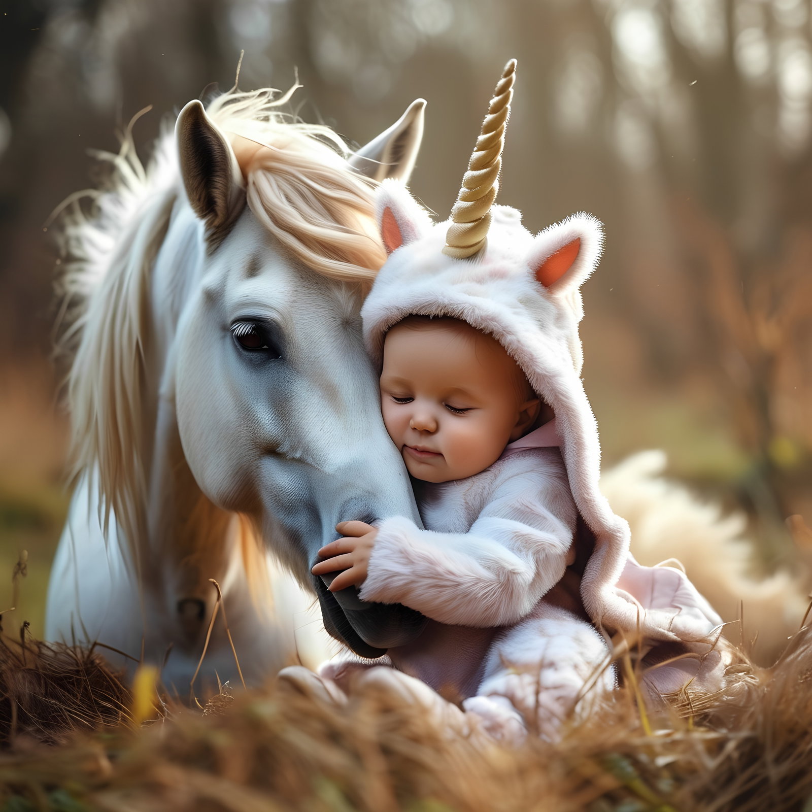 Cute Baby Tiny Unicorn Grass Sunlight 2