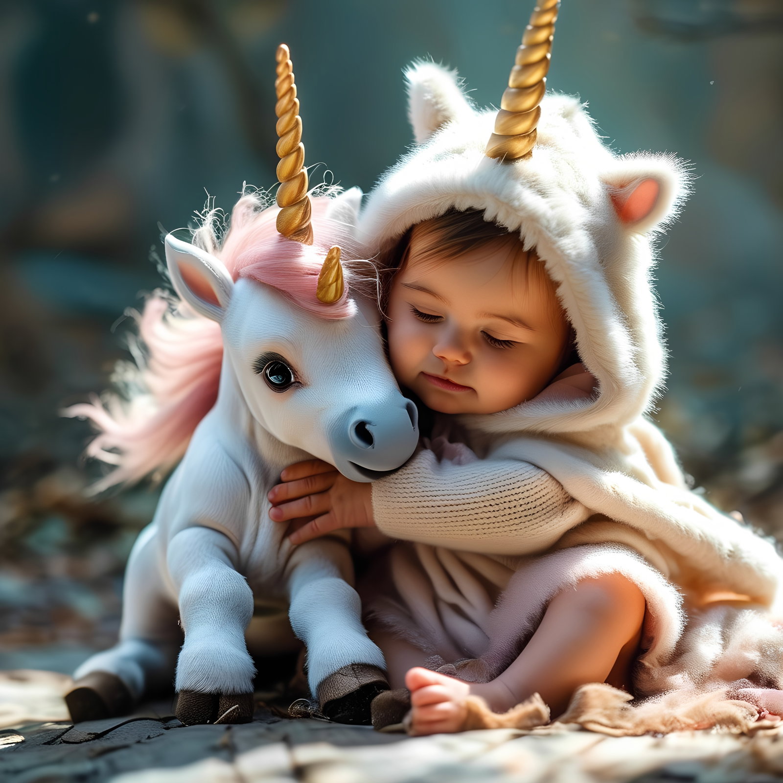 Cute Baby Tiny Unicorn Grass Sunlight 3