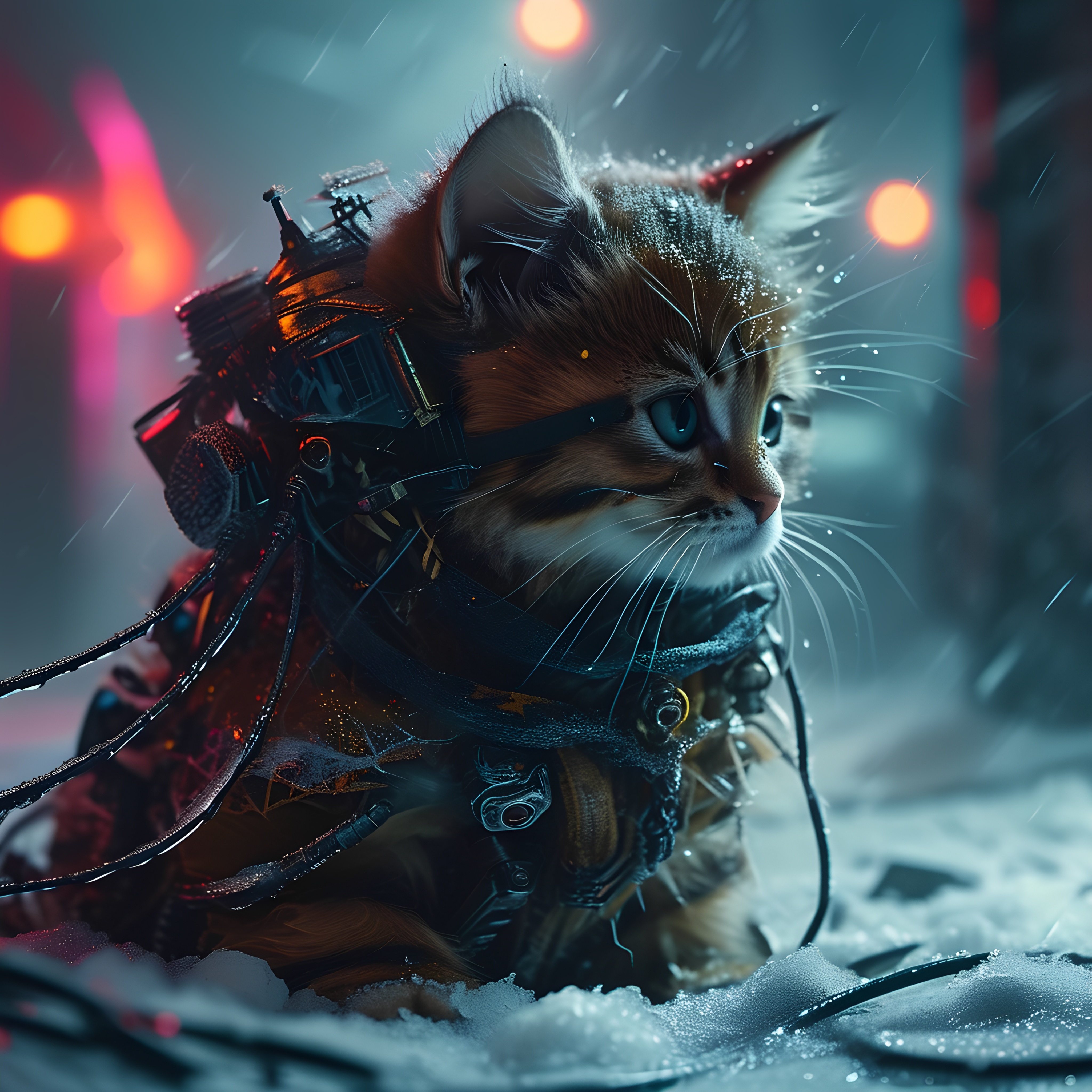 Cyber Kitten Snowy Neon Alley 1