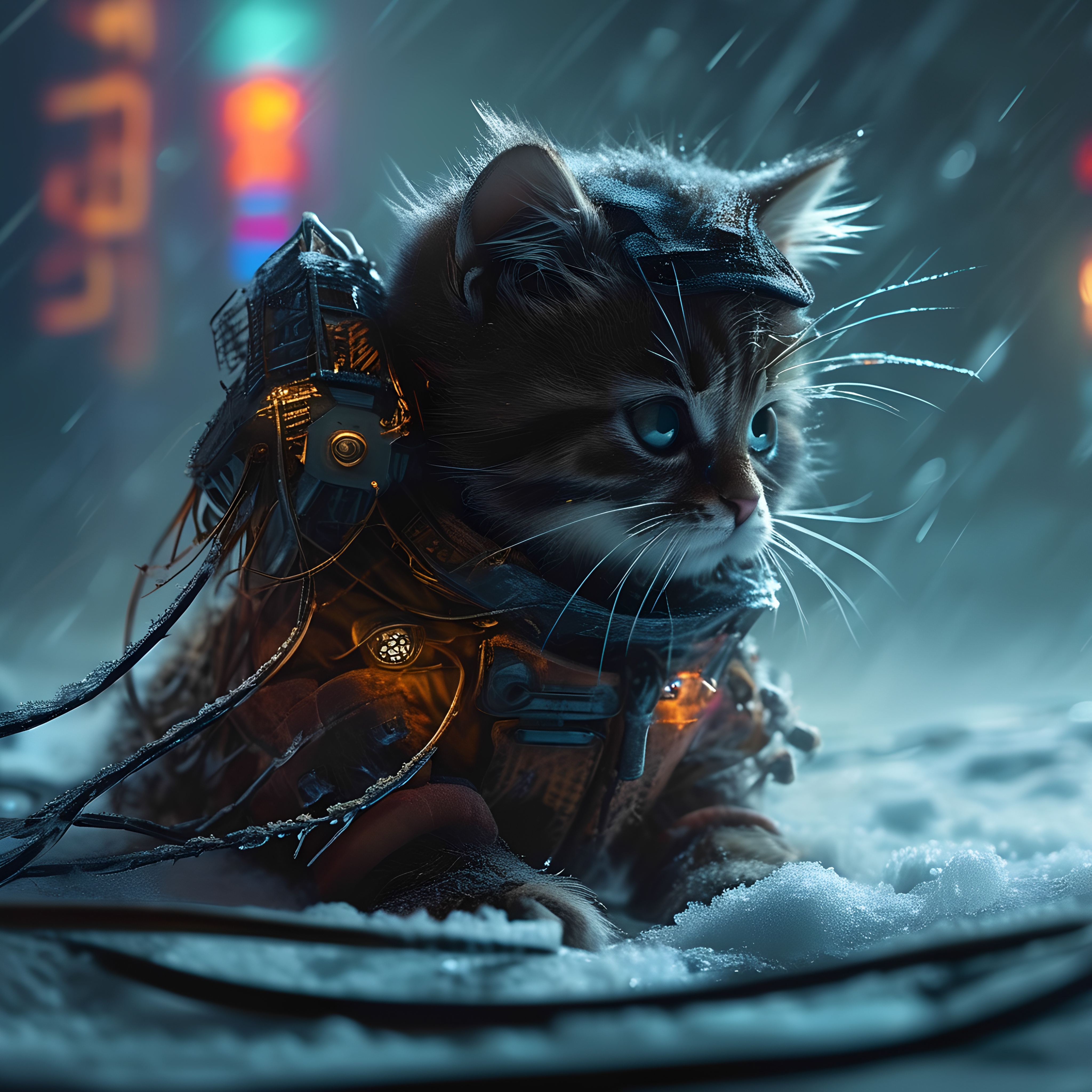 Cyber Kitten Snowy Neon Alley 2