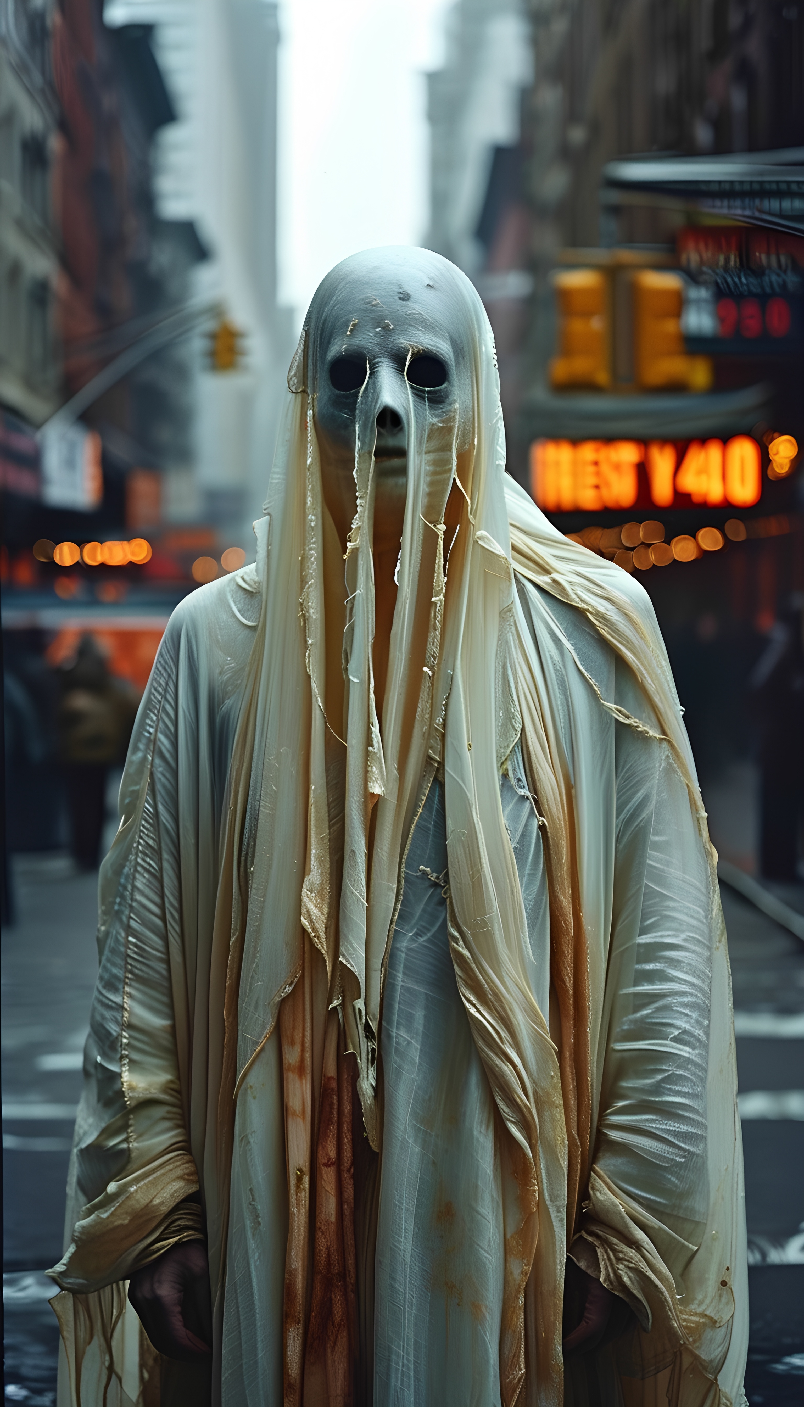 Ghostly Figure City Street Horror 1