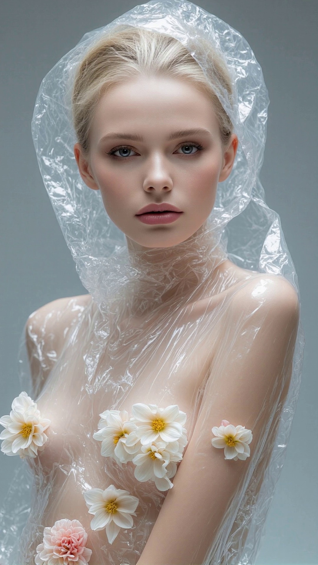 Girl Plastic Wrap Orange White Flowers Video 1 – video thumbnail