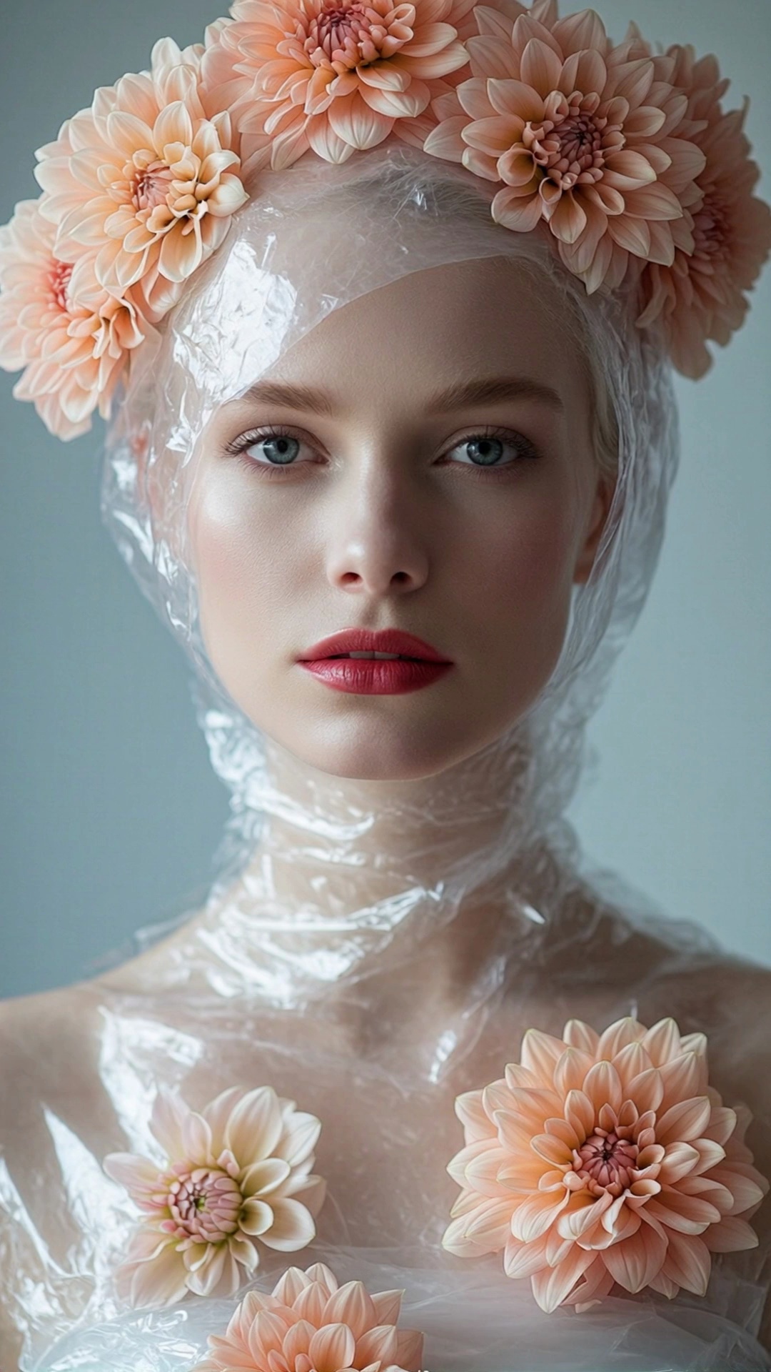 Girl Plastic Wrap Orange White Flowers Video 2 Thumbnail
