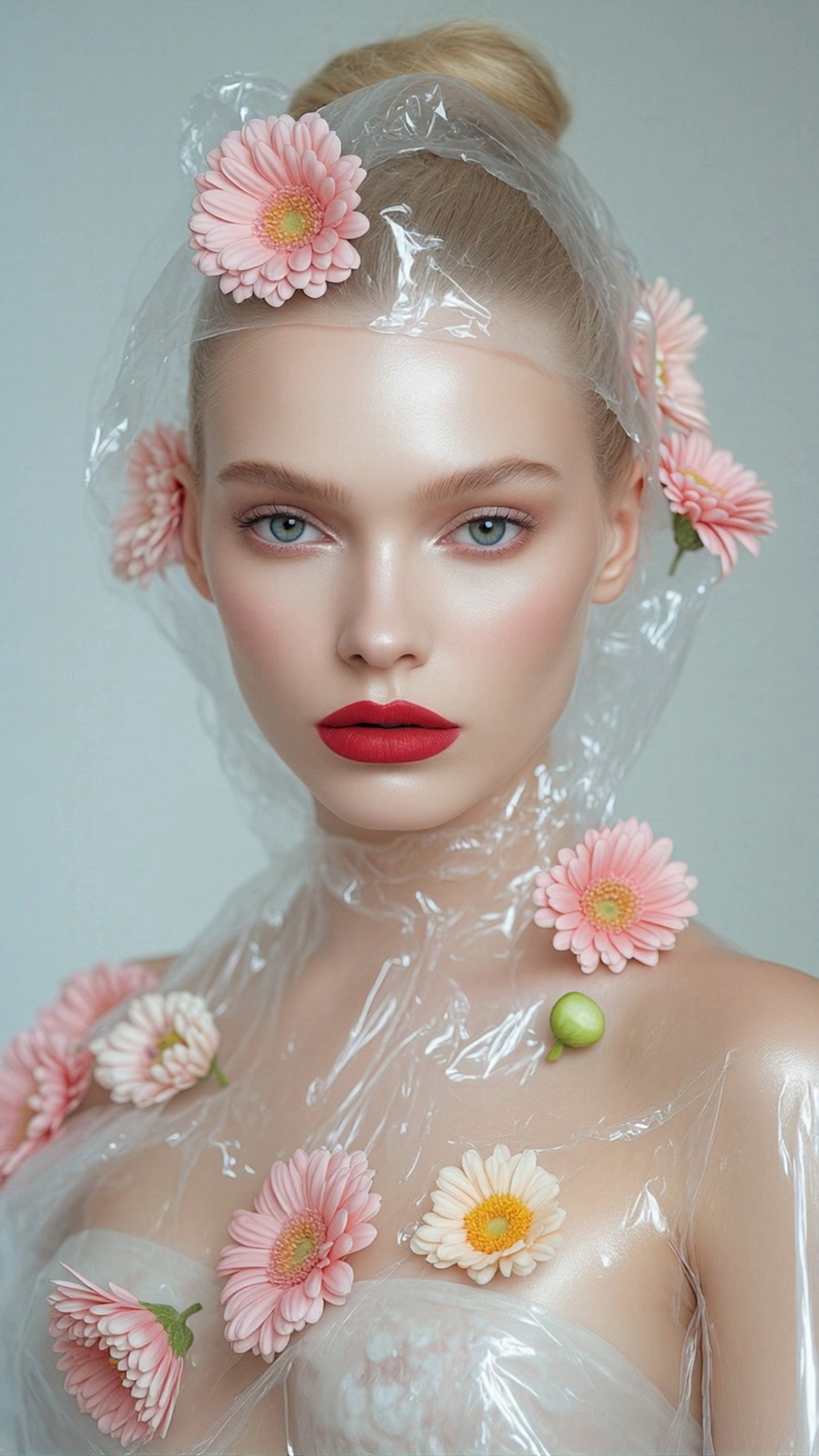 Girl Plastic Wrap Orange White Flowers Video 4 Thumbnail