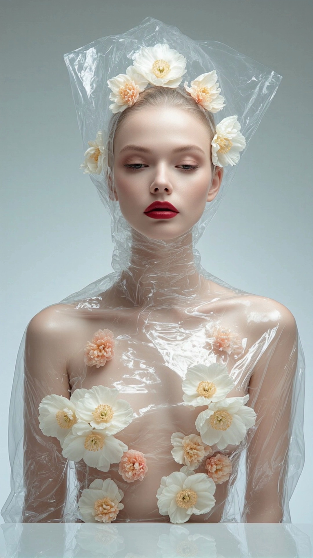 Girl Plastic Wrap Orange White Flowers Video 5 Thumbnail