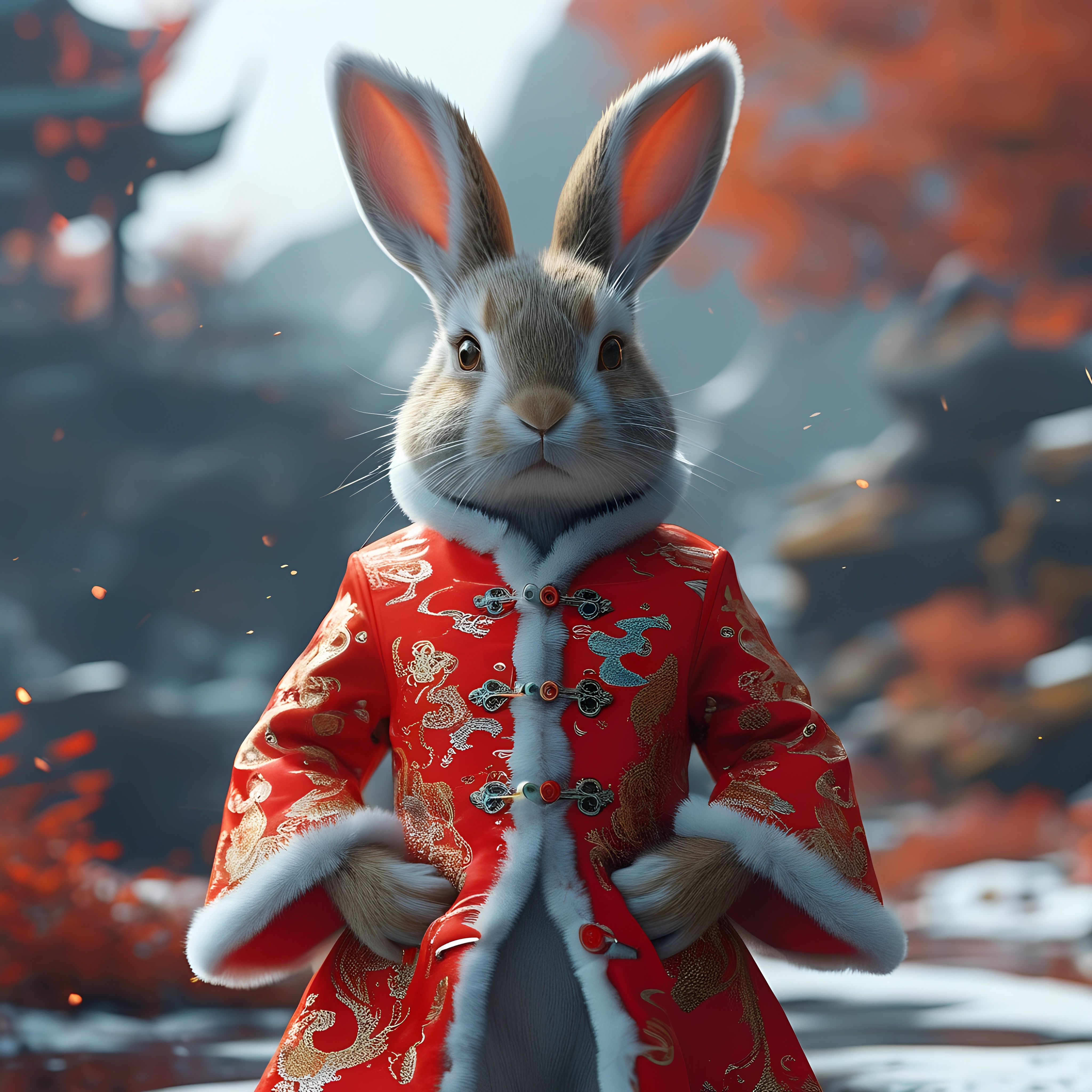 Rabbit Proud Traditional Attire Autumn 2