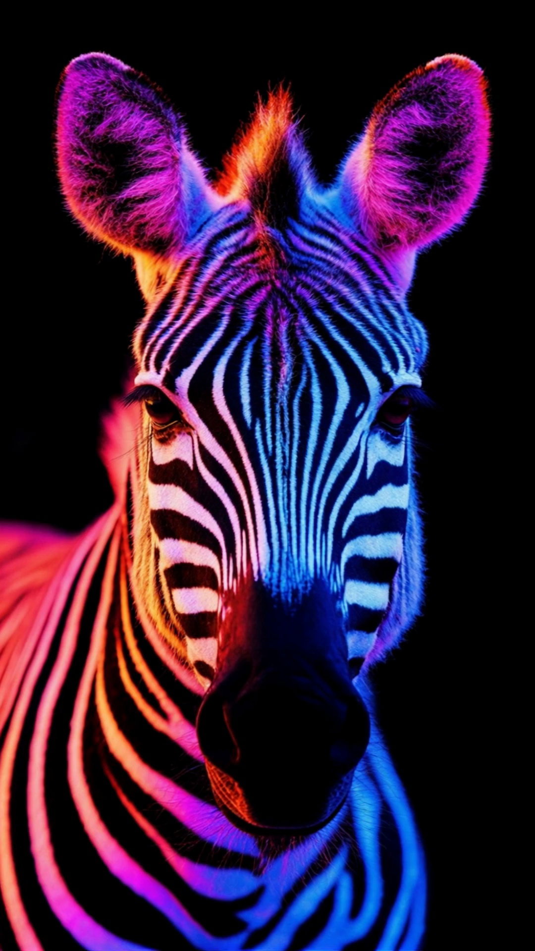 Realistic Neon Zebra Glowing Colors Dark Background Video 3 Thumbnail