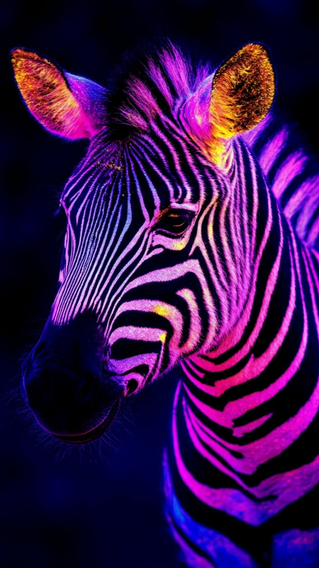 Realistic Neon Zebra Glowing Colors Dark Background Video 5 Thumbnail