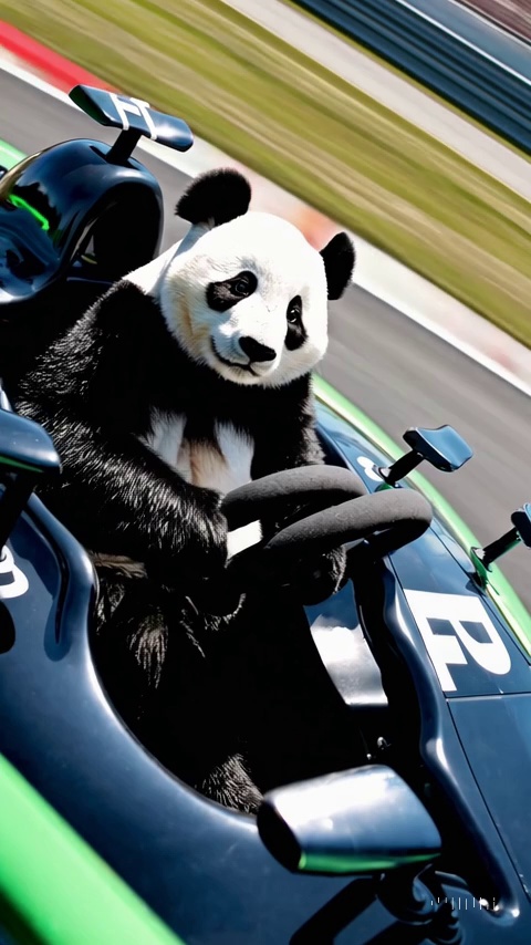 Realistic Panda Racing Car Track Scene Video – video thumbnail