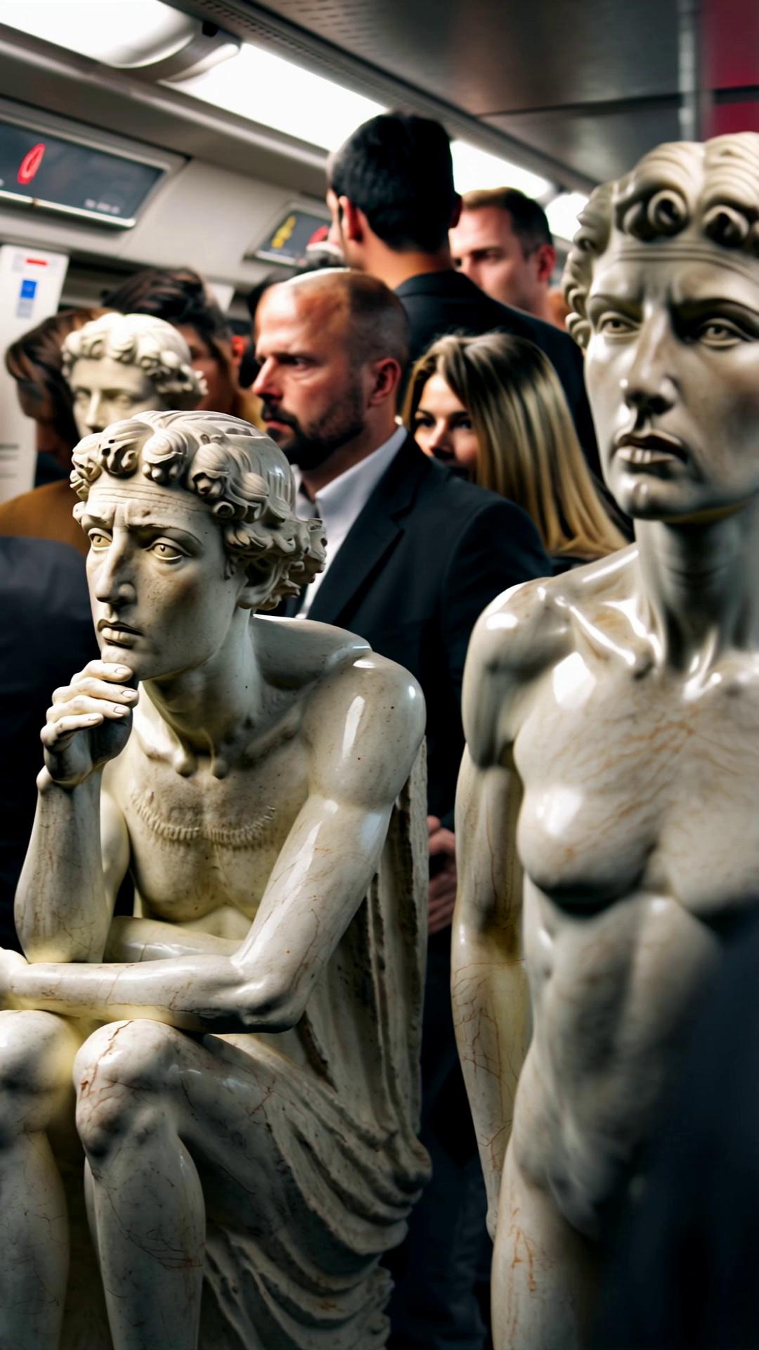 Statues Commuting Subway Video 1 – video thumbnail