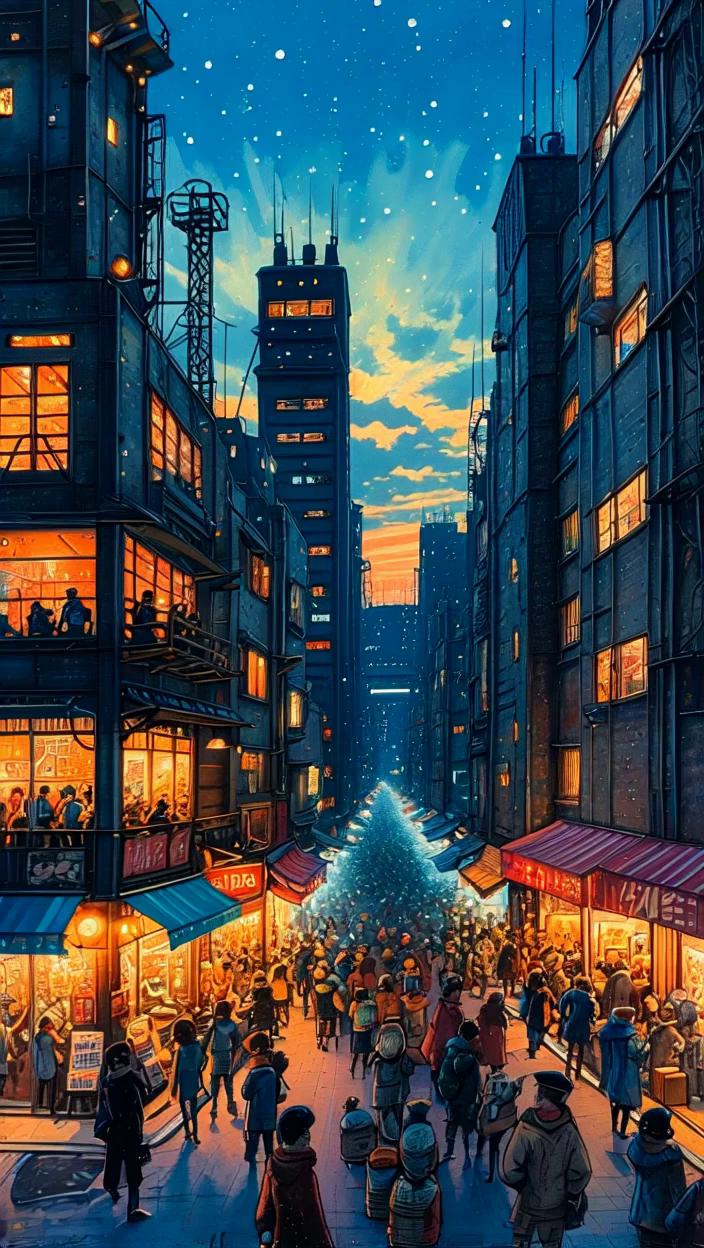 Vibrant Anime City Dusk Scene Video – video thumbnail
