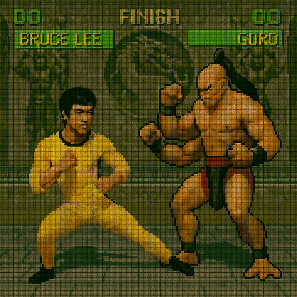 Bruce Lee Vs Goro Mortal Kombat Retro Pixel Scene
