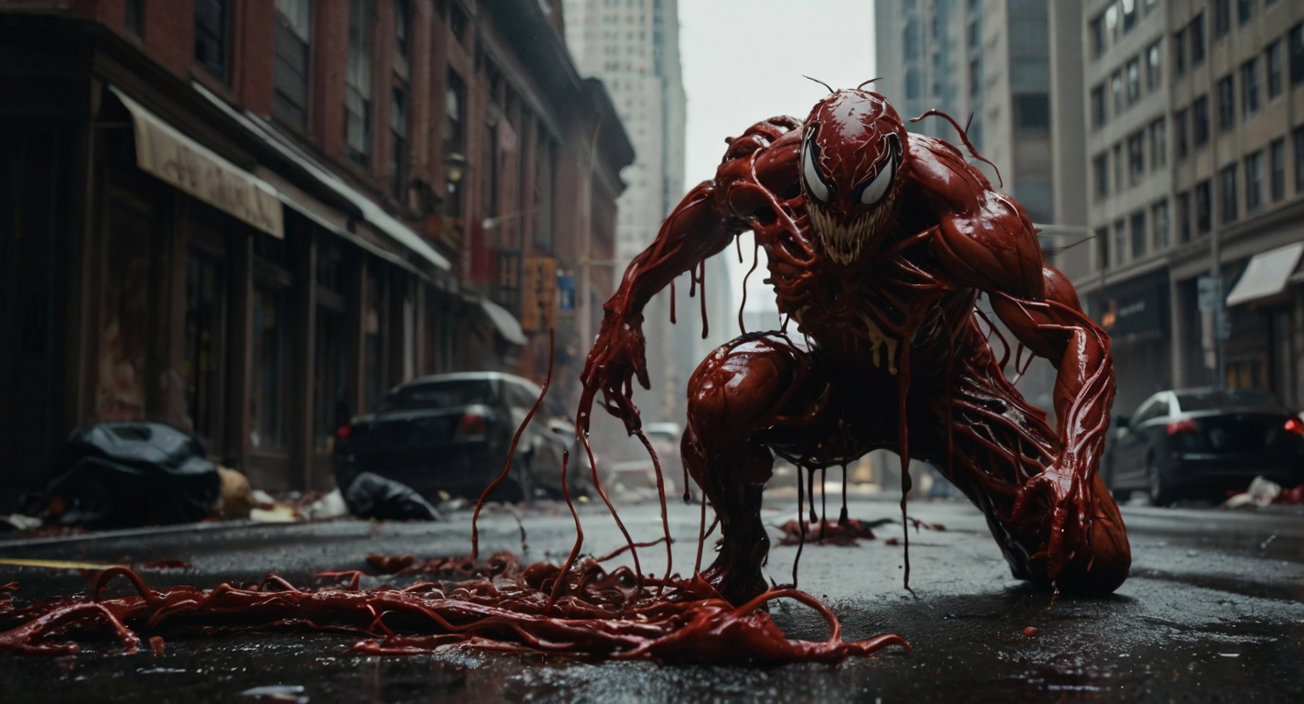 Carnage Emerging Rainy City Street Hyper Realistic 2