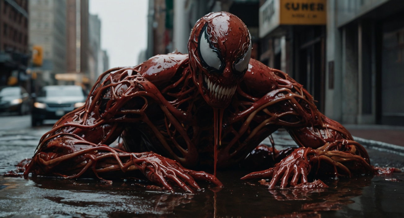 Carnage Emerging Rainy City Street Hyper Realistic 4
