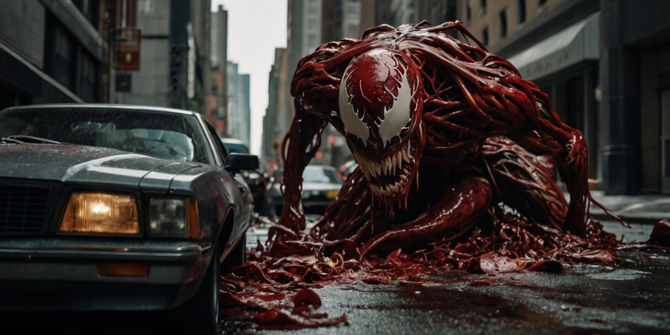 Carnage Emerging Rainy City Street Hyper Realistic 6