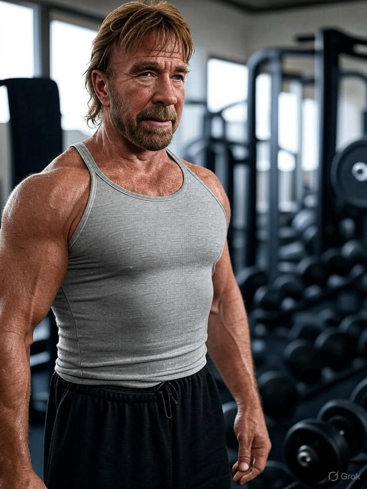 Chuck Norris Muscular Training Gym Grey Tank Top 2