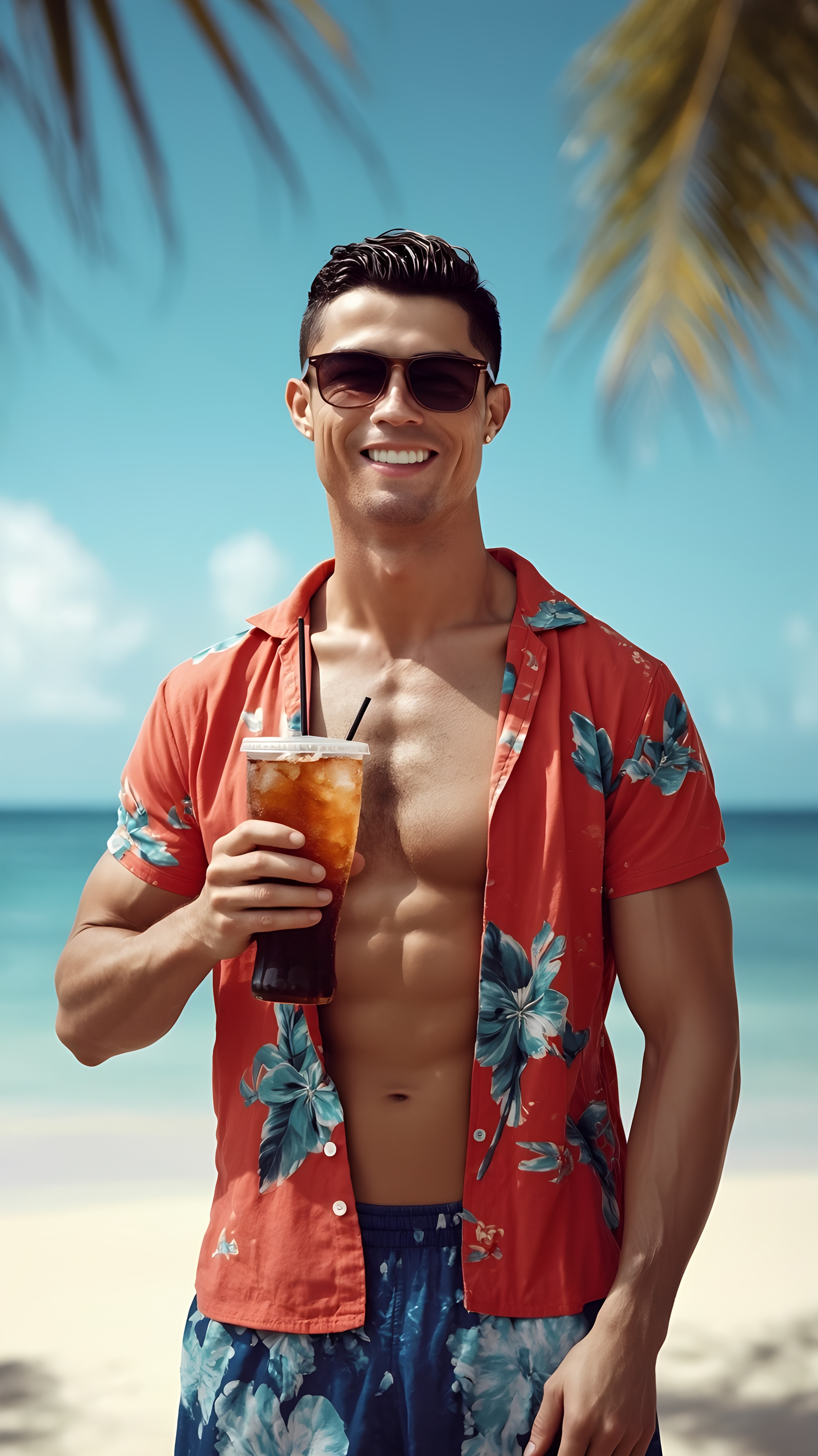 Cristiano Ronaldo Beachwear Coconut Drink Vacation 1