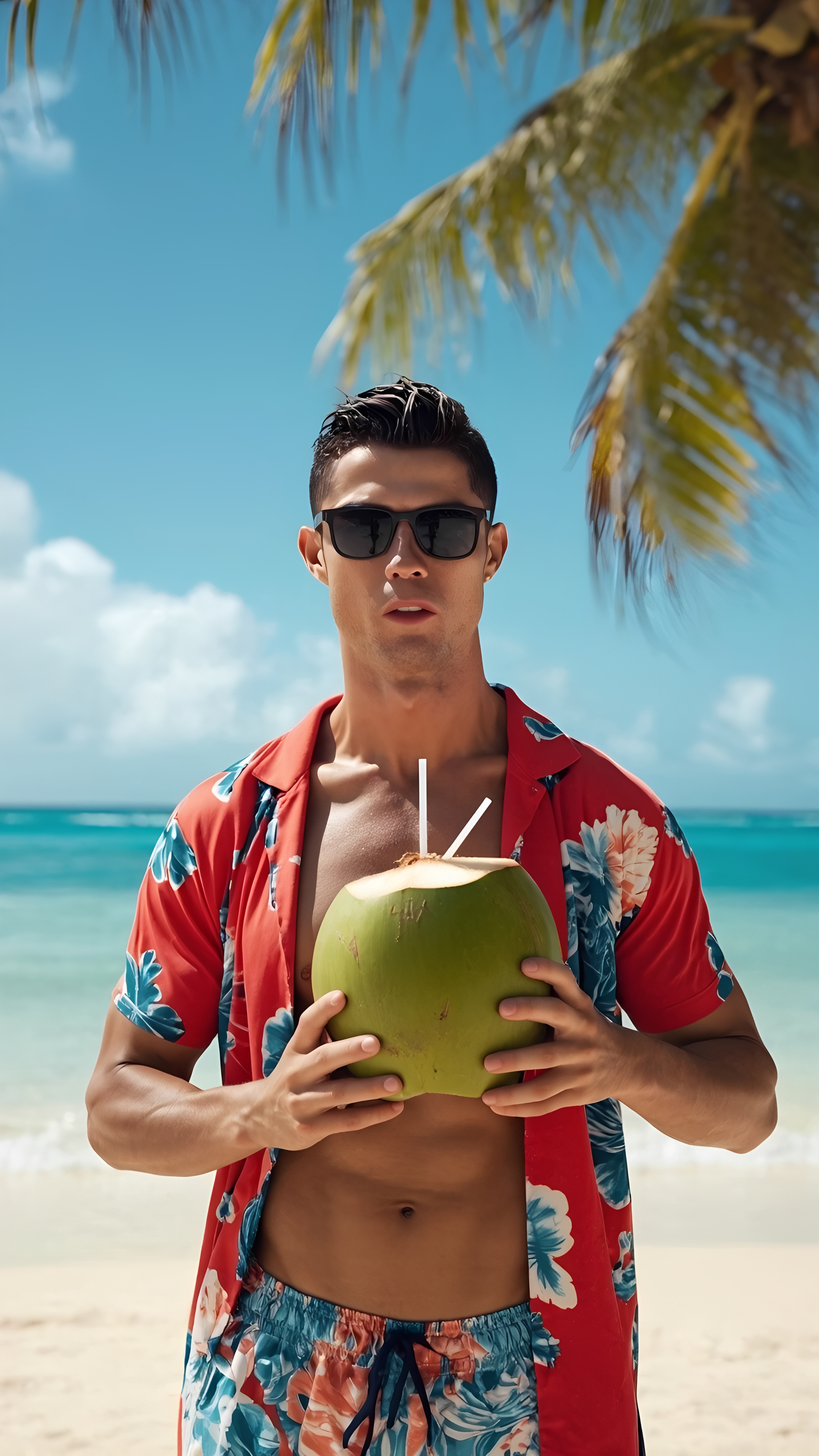 Cristiano Ronaldo Beachwear Coconut Drink Vacation 2