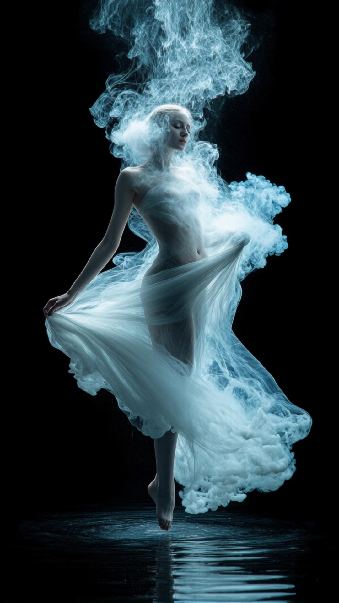 Dancer Slow Motion Blue Smoke Water Video 3 Thumbnail