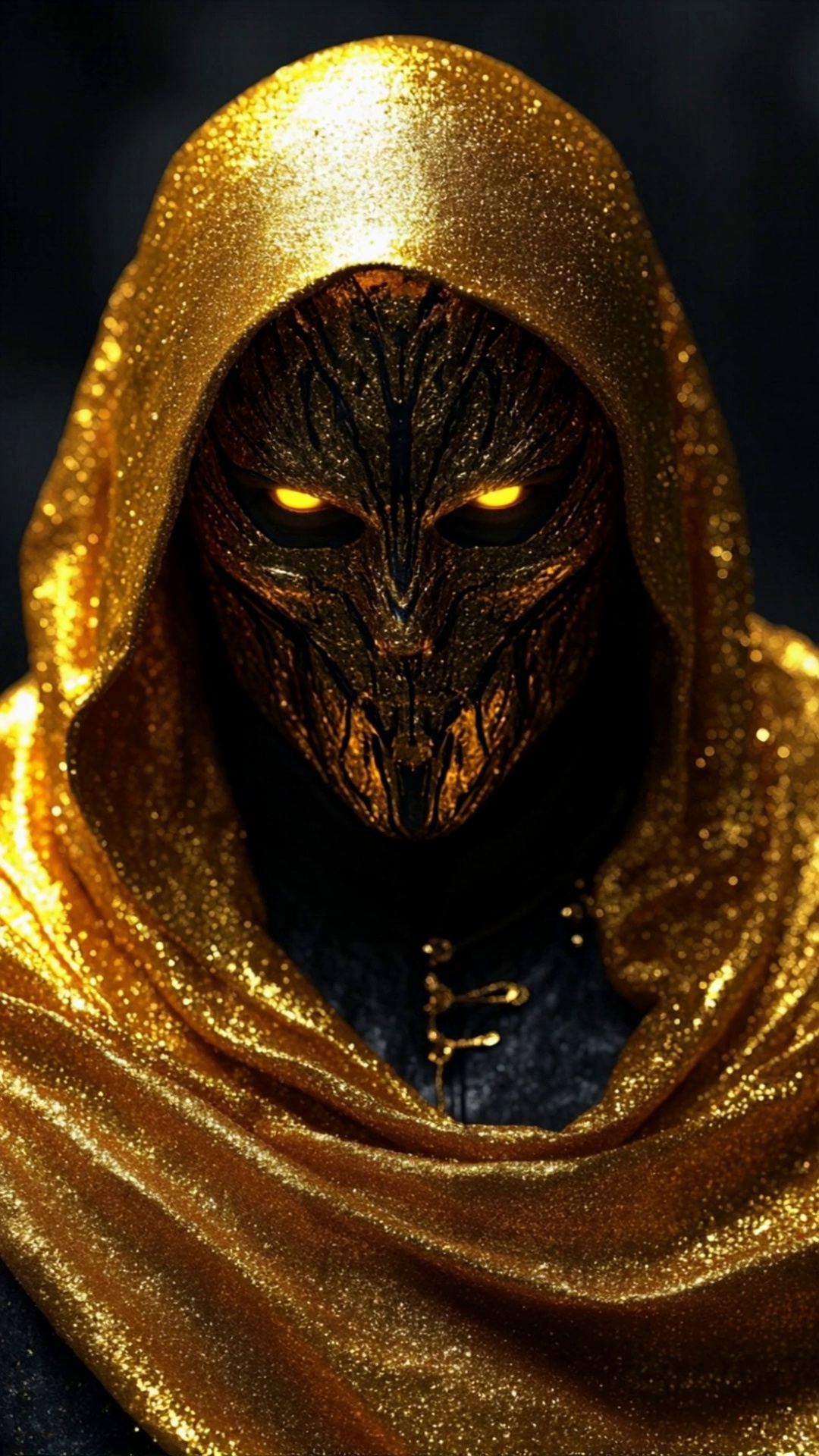 Demonic Warrior Golden Hood Glowing Yellow Eyes Video – video thumbnail