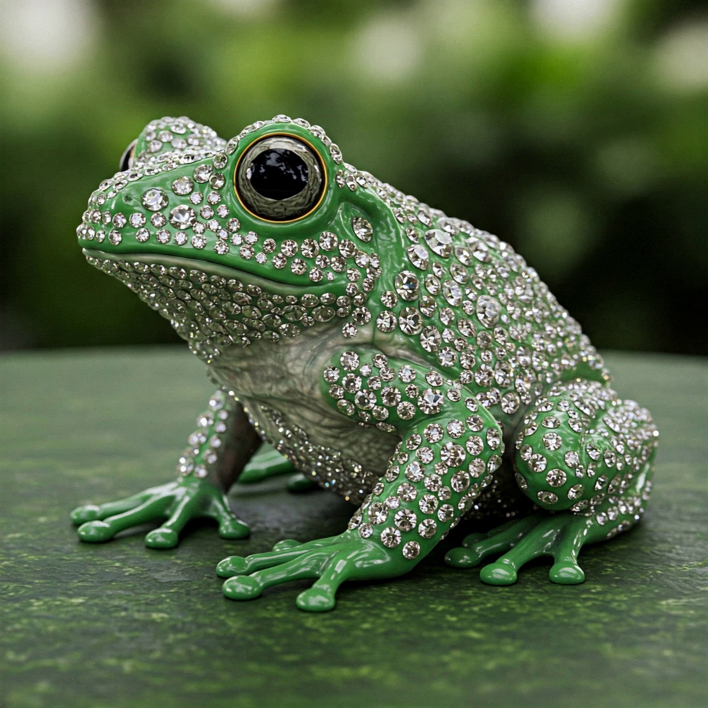 Diamond Encrusted Green Frog On Natural Surface Video – video thumbnail