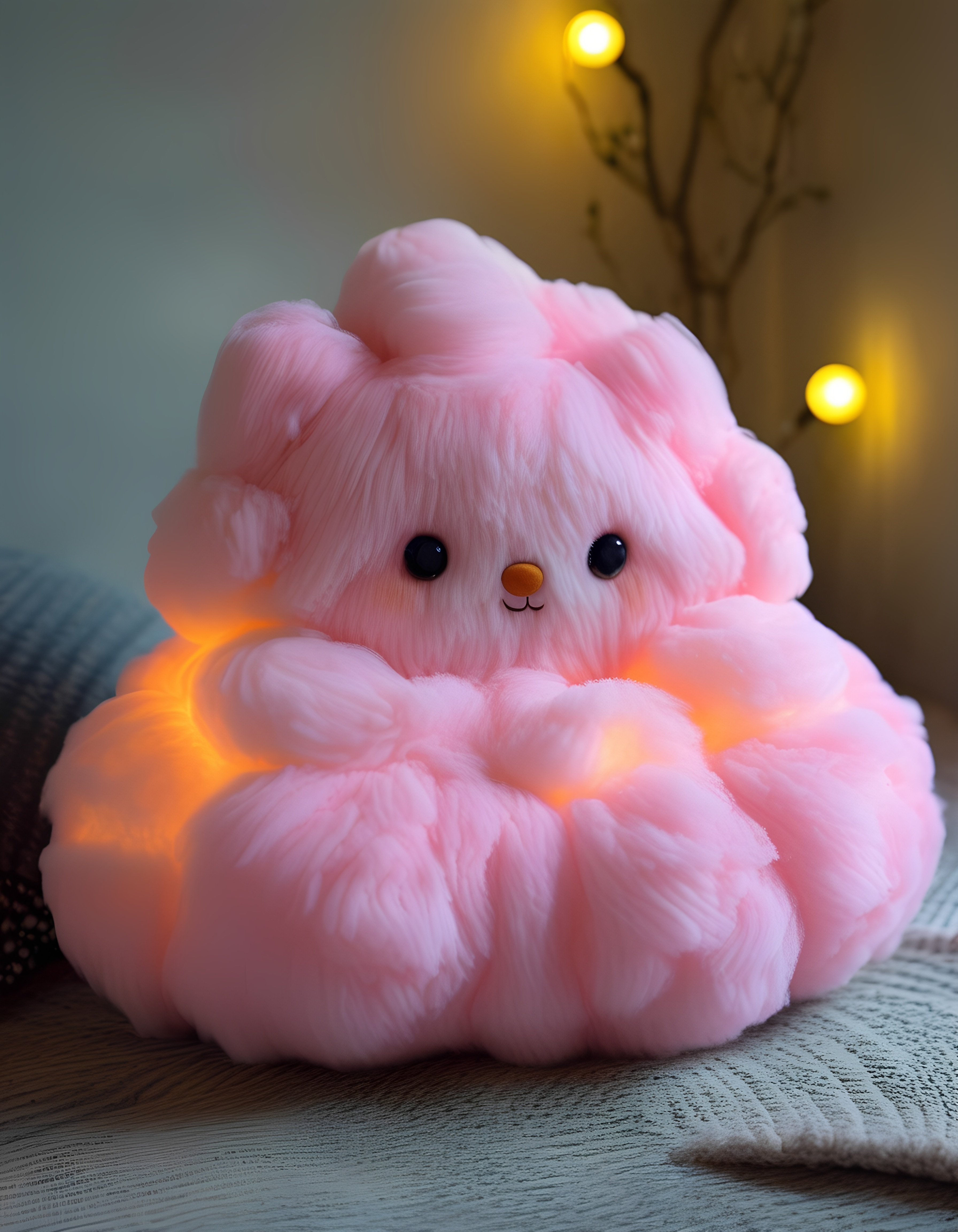 Fluffy Pink Kawaii Cat Cloud Plush With Glowing Lights 2