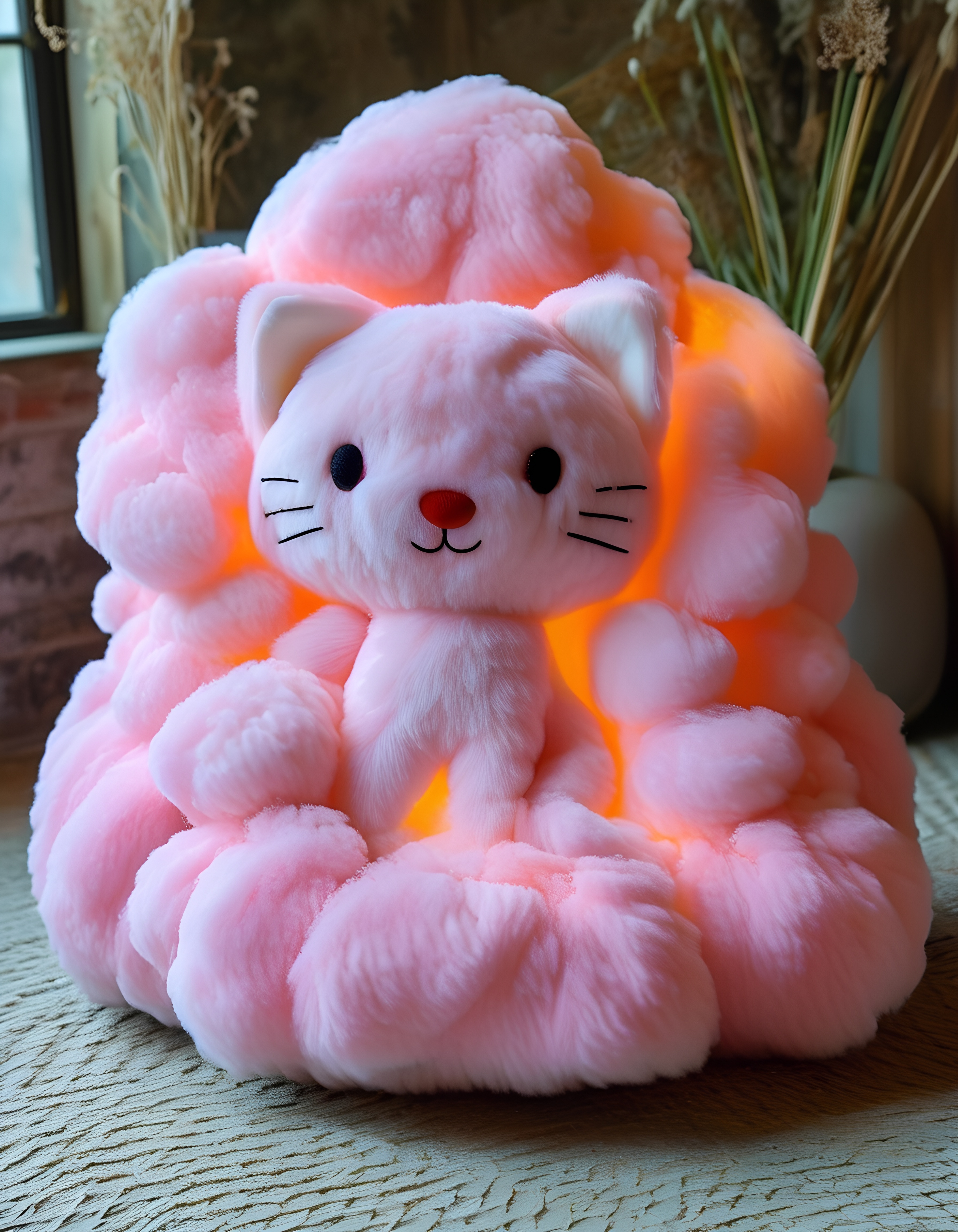 Fluffy Pink Kawaii Cat Cloud Plush With Glowing Lights 3