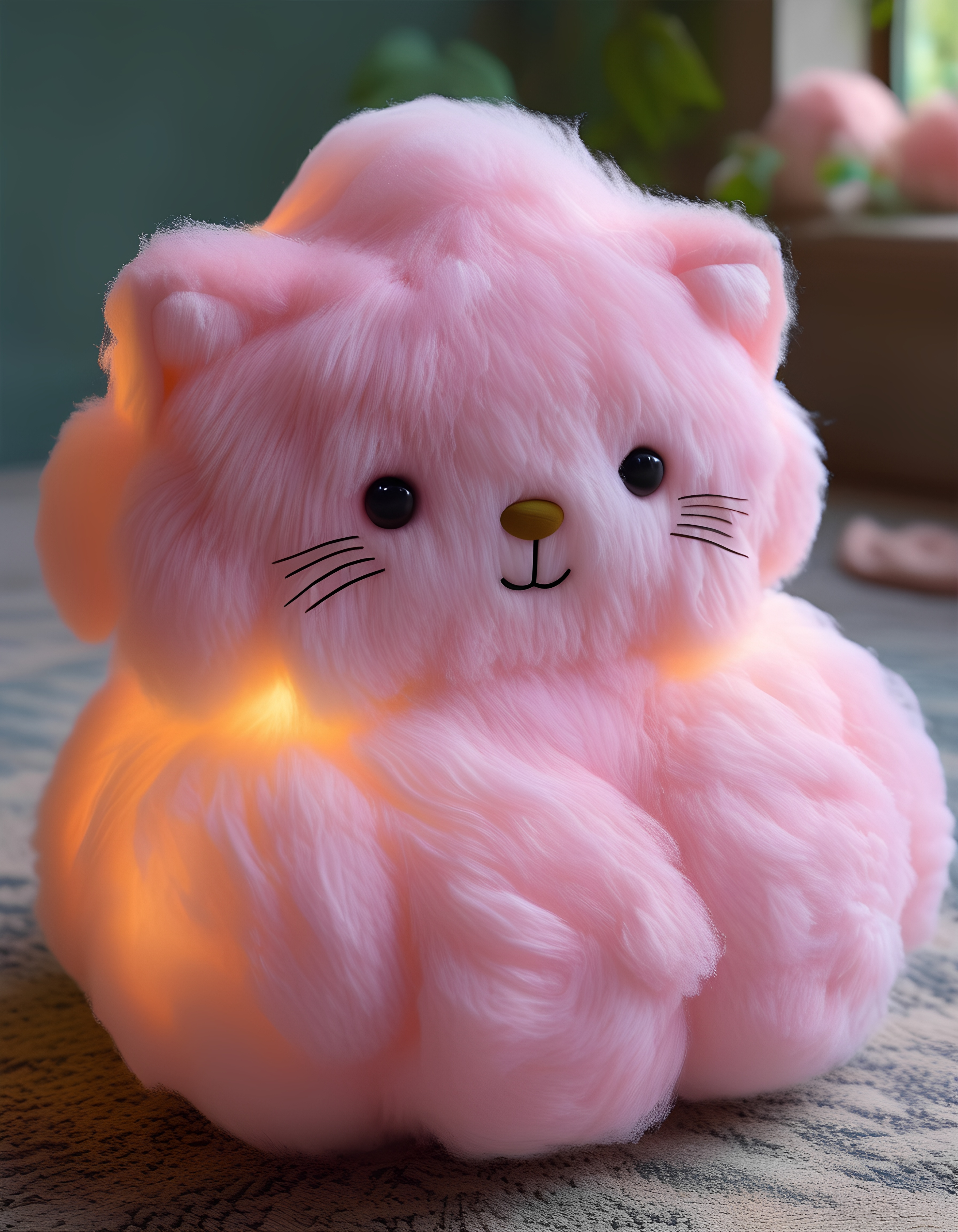 Fluffy Pink Kawaii Cat Cloud Plush With Glowing Lights 4
