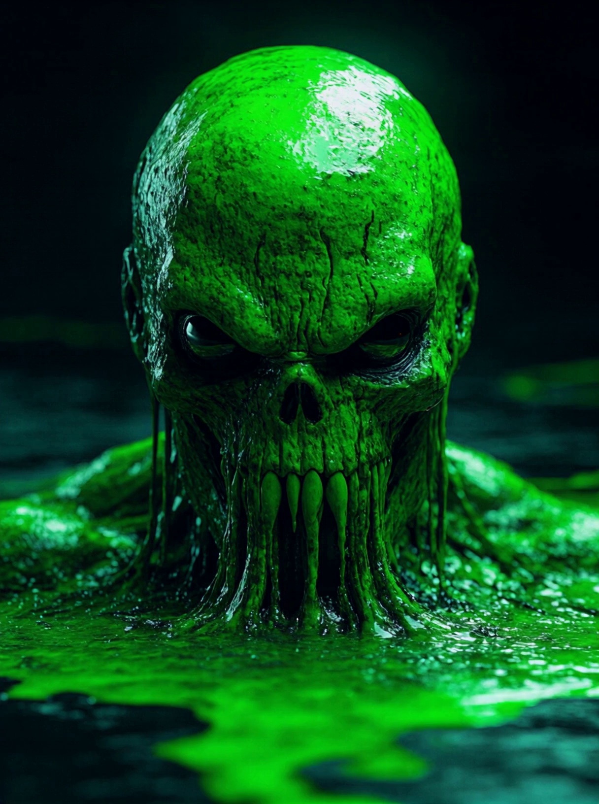 Green Mutant Skull Horror Creature Toxic Slime Video – video thumbnail