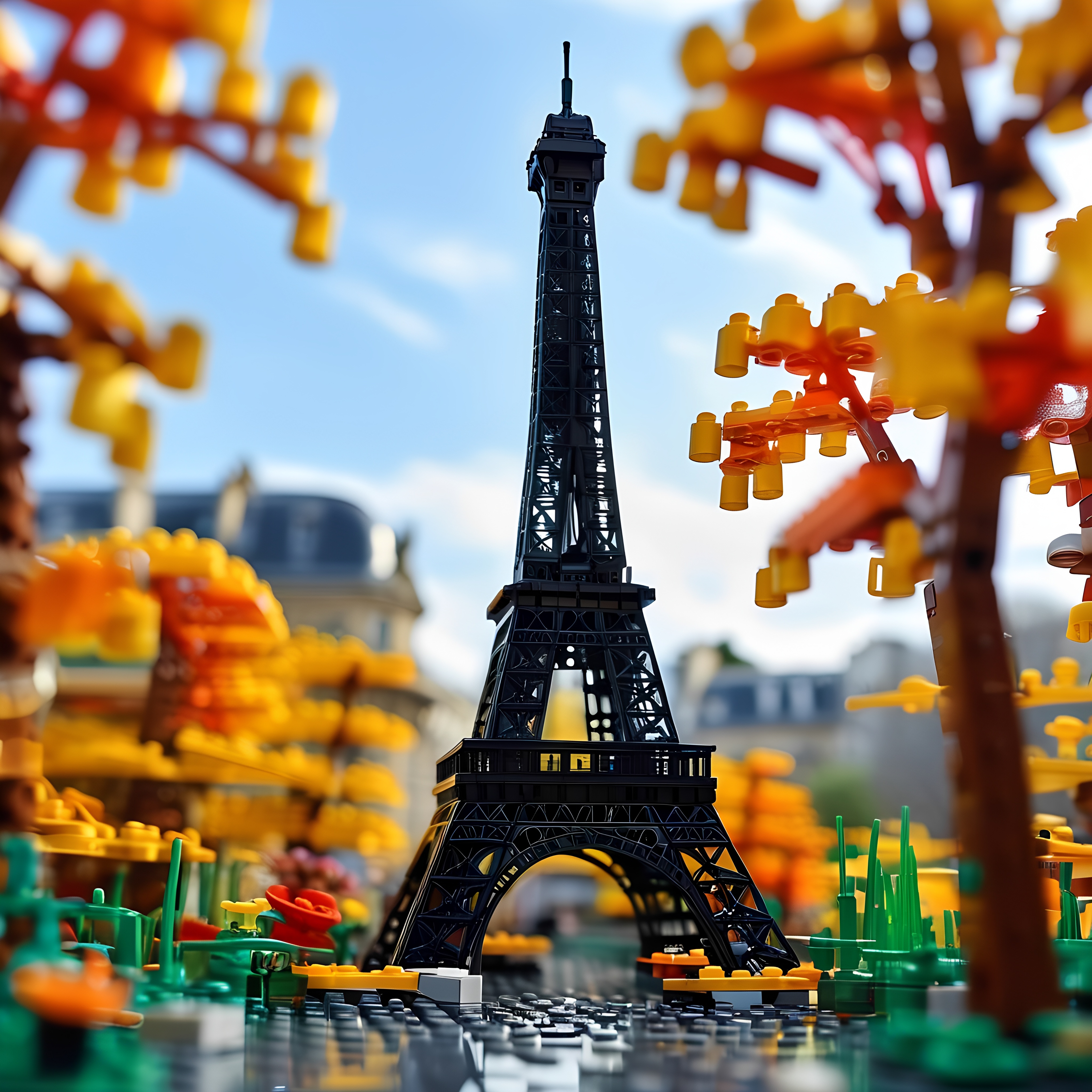 Lego Eiffel Tower Diorama Autumn