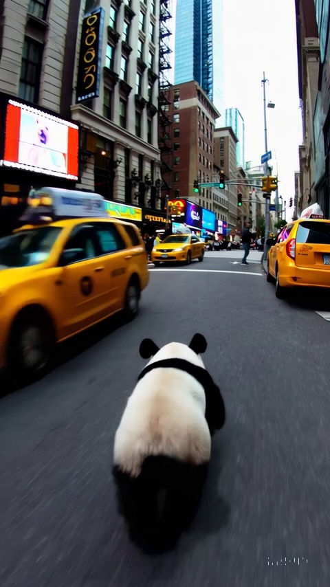 Panda Running Through Busy New York Street Video 1 – video thumbnail