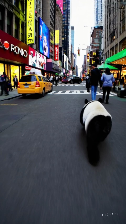 Panda Running Through Busy New York Street Video 2 Thumbnail