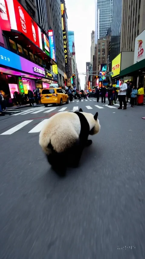 Panda Running Through Busy New York Street Video 4 Thumbnail