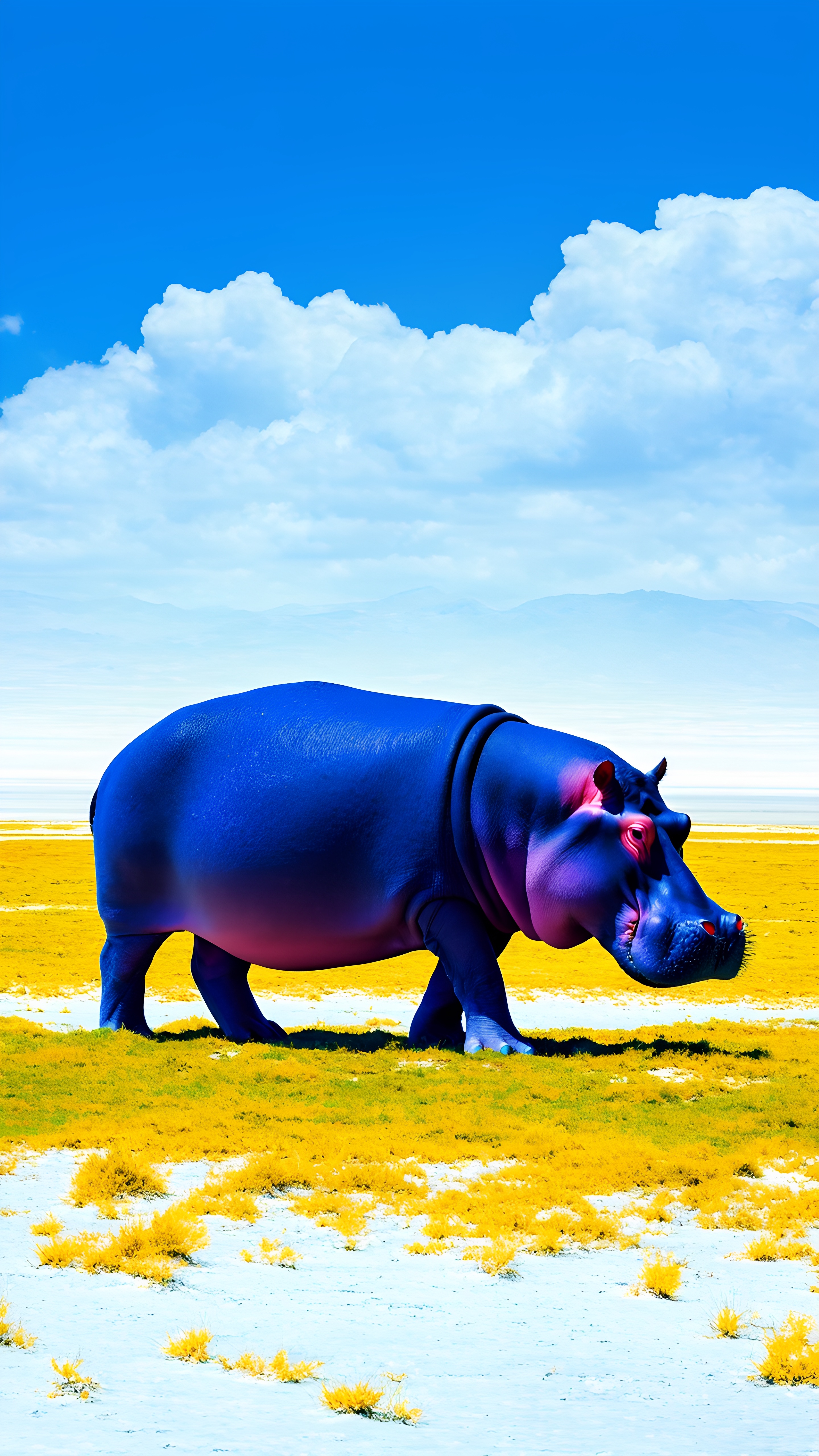 Realistic Blue Pink Hippo