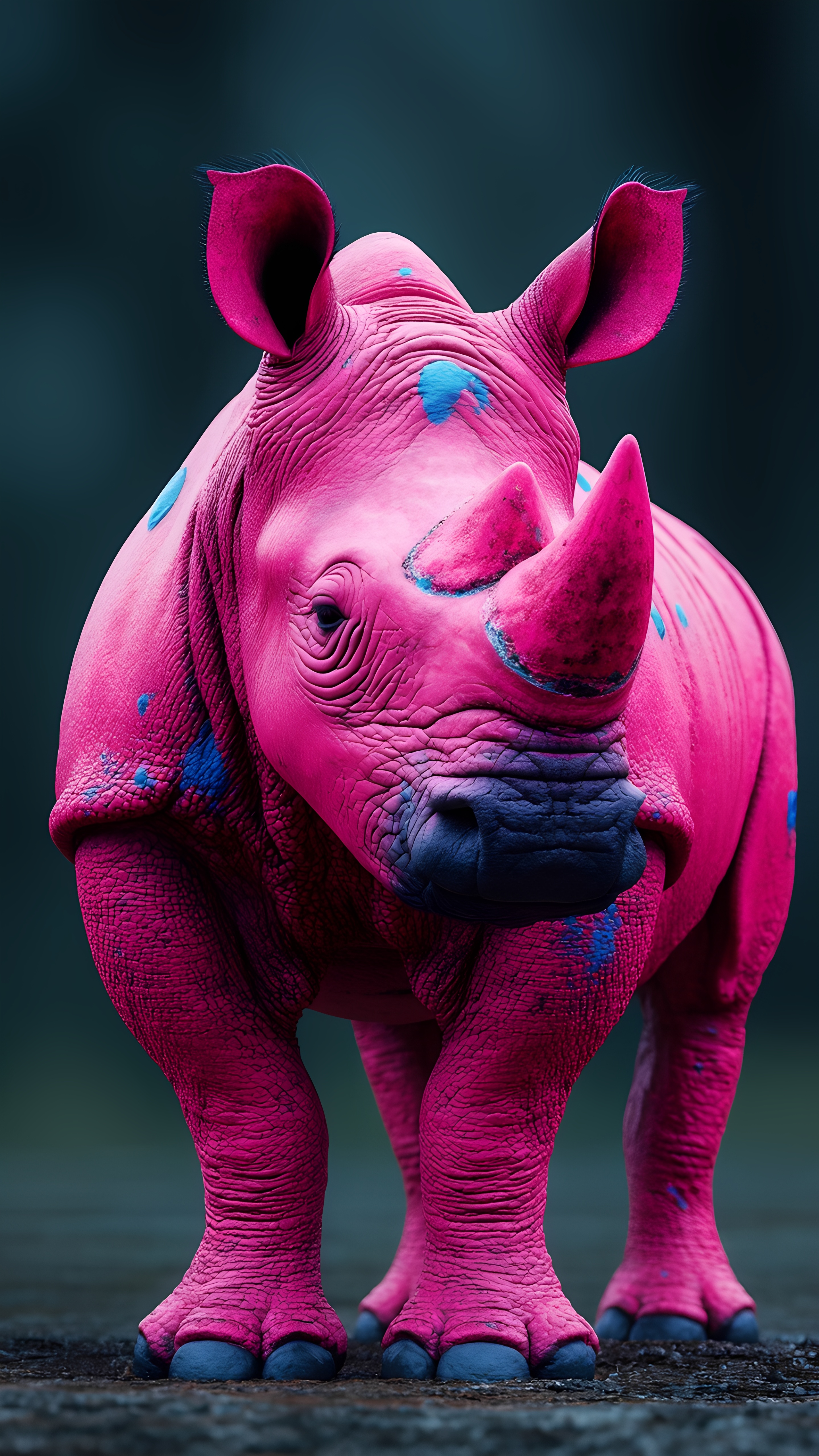 Realistic Pink Blue Rhino