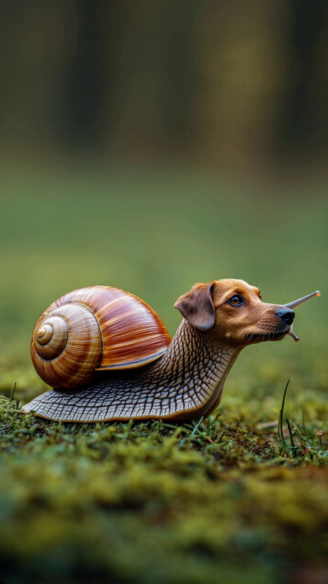 Snail With Dog Head On Forest Floor Video – video thumbnail